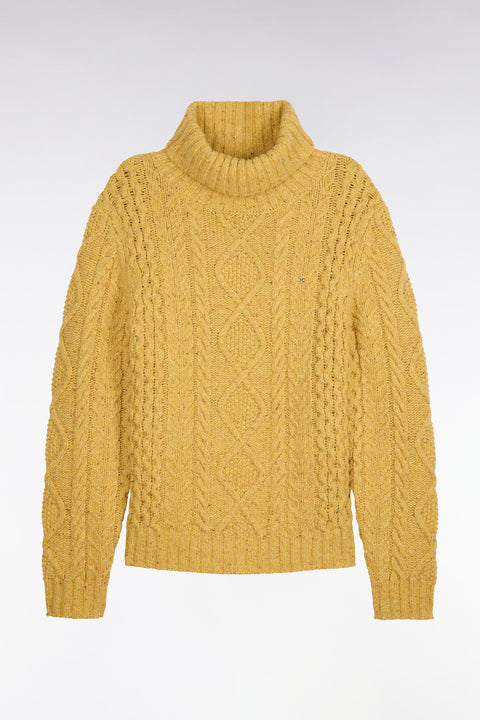 Yellow Cable Knit Straight Fit Turtleneck Sweater - Image 2