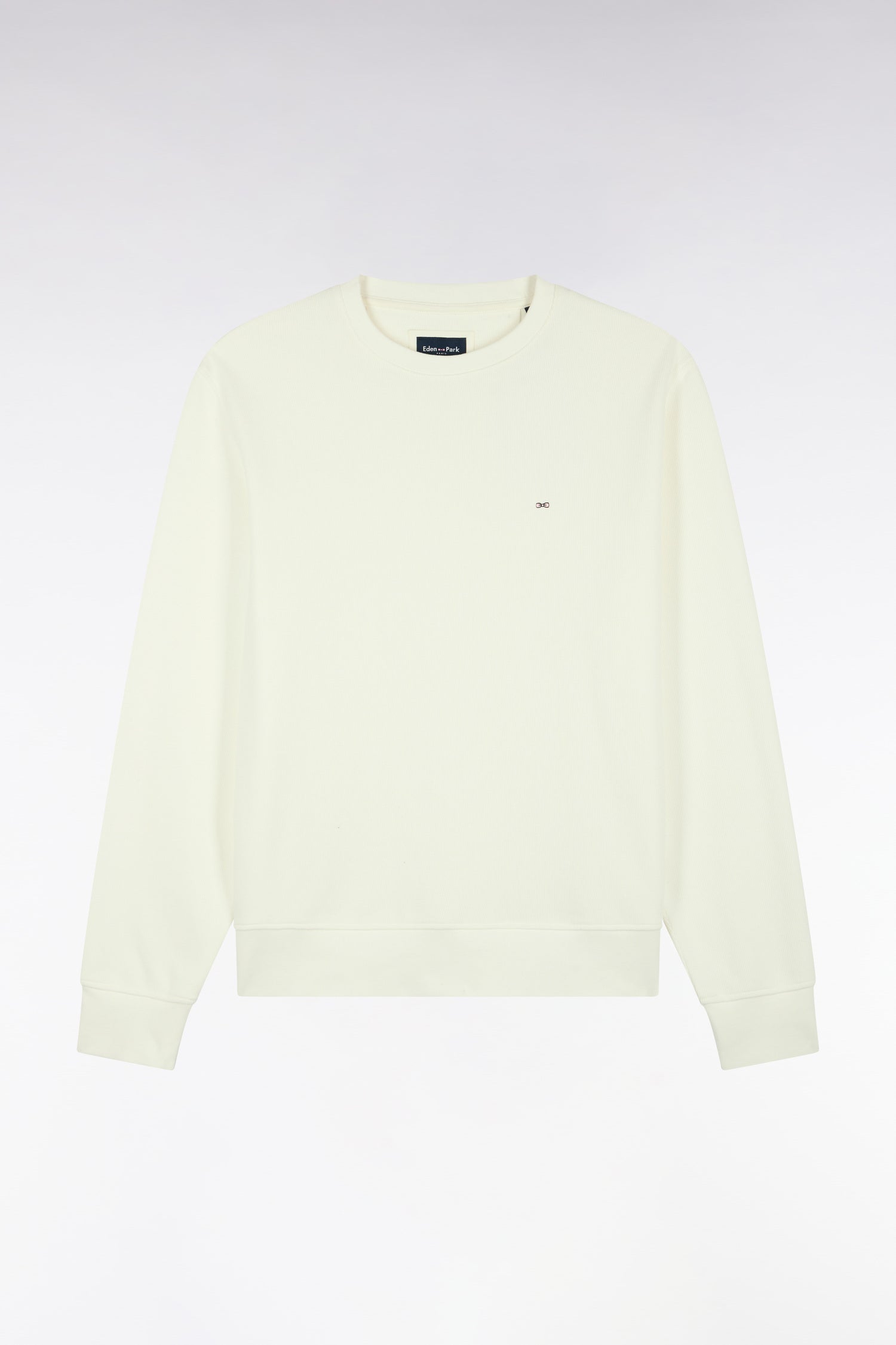 Sweatshirt à col rond en molleton coton écru coupe droite