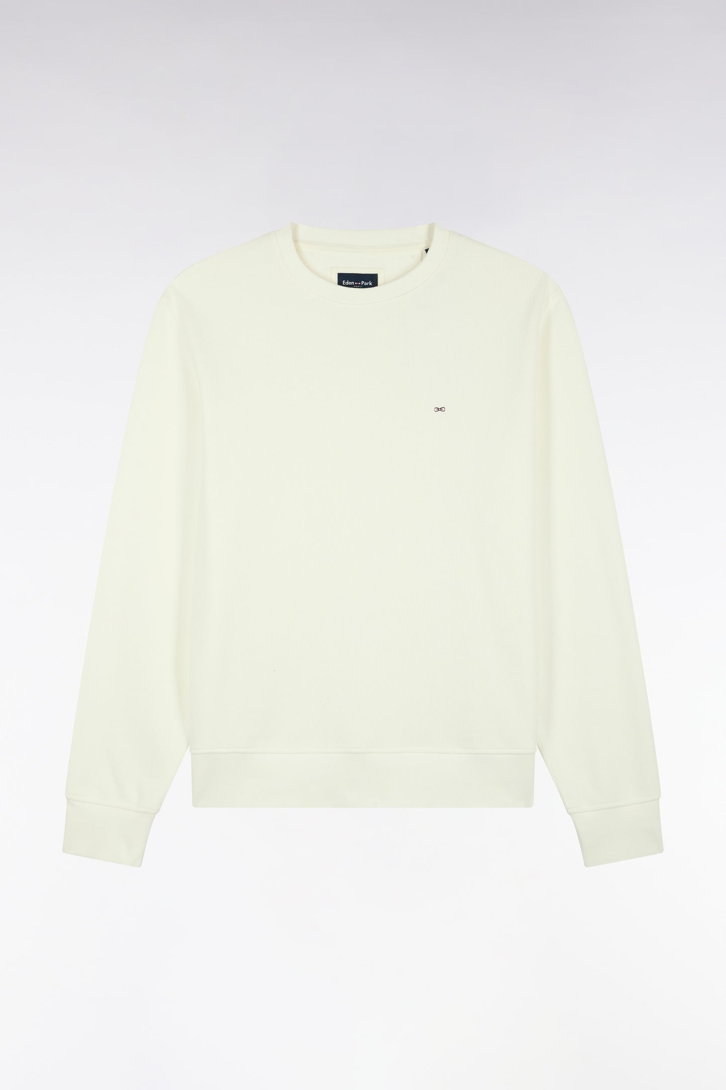 Sweatshirt à col rond en molleton coton écru coupe droite