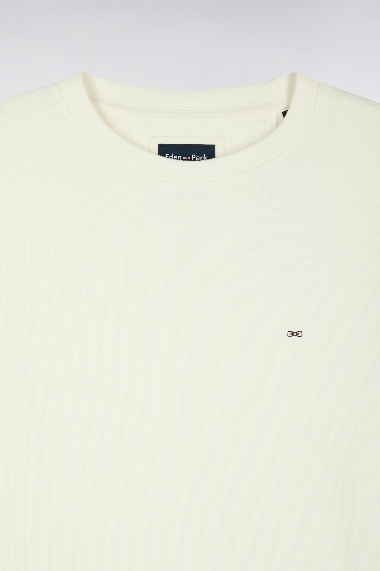 Sweatshirt à col rond en molleton coton écru coupe droite