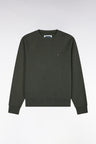 Sweatshirt à col rond en molleton coton kaki coupe droite