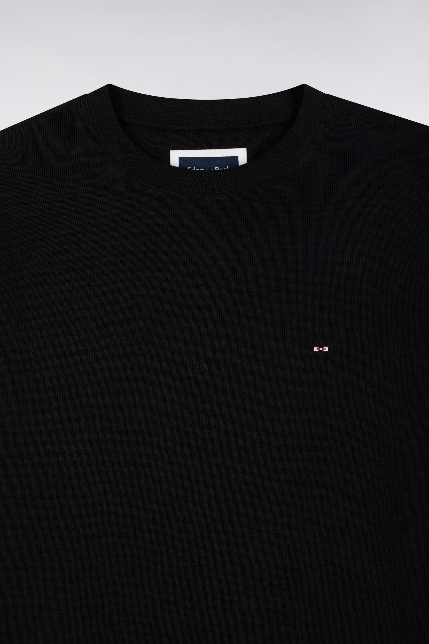 Sweatshirt à col rond en molleton coton noir coupe droite