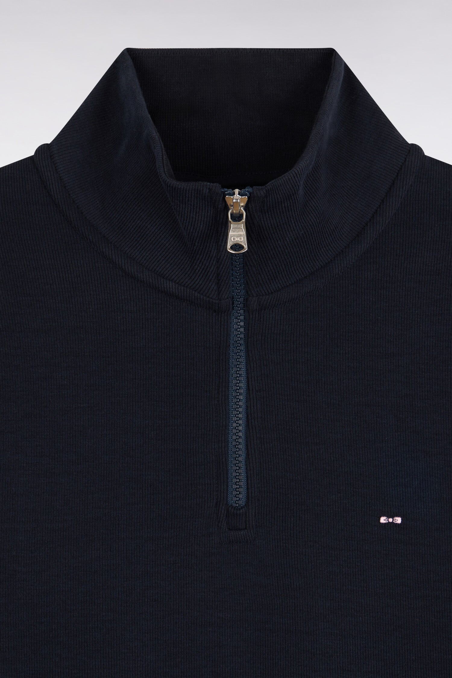 Sweatshirt col camionneur en molleton coton marine coupe droite