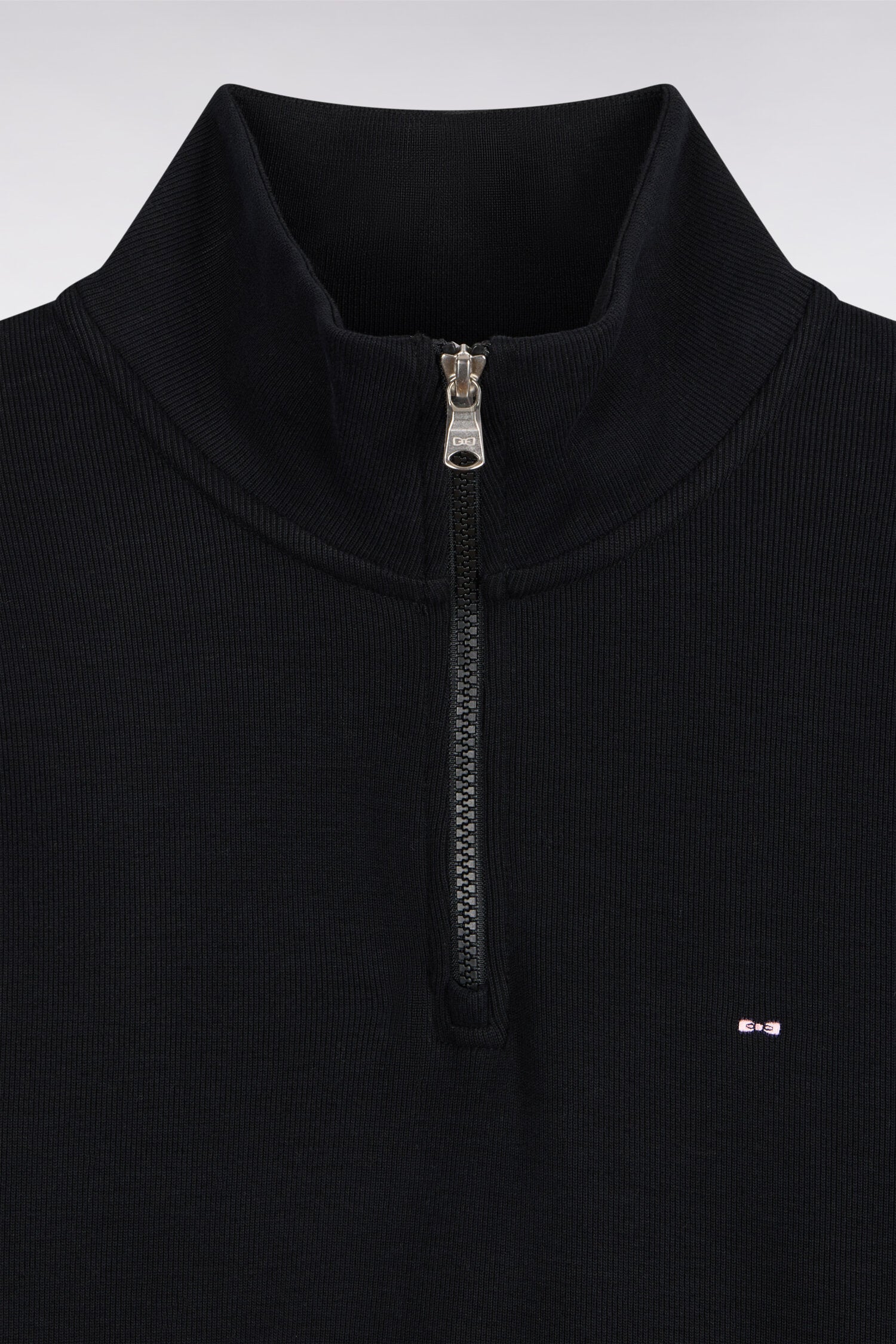 Sweatshirt col camionneur en molleton coton noir coupe droite