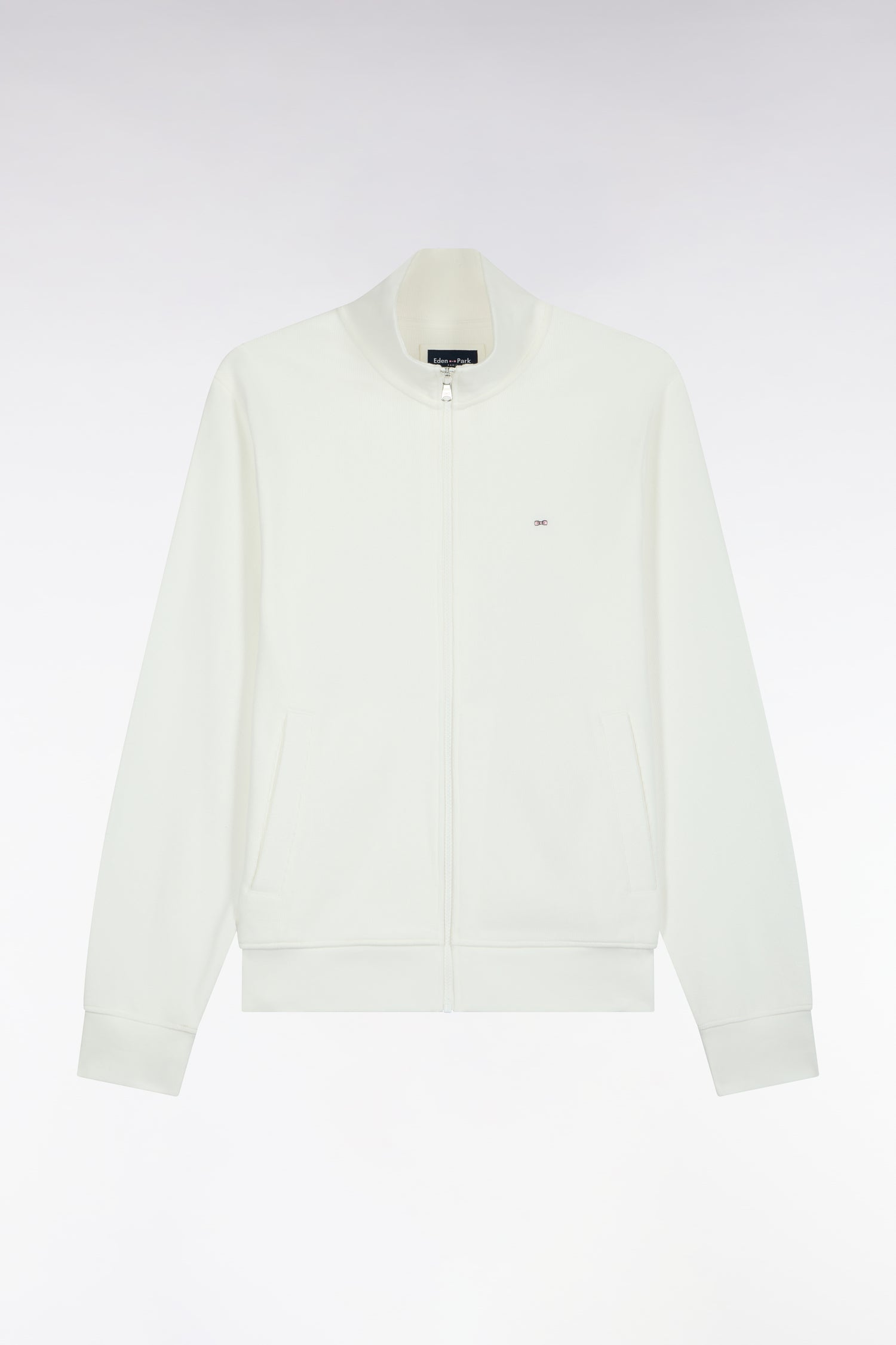 sweatshirt zipped in fleece cotton ecru