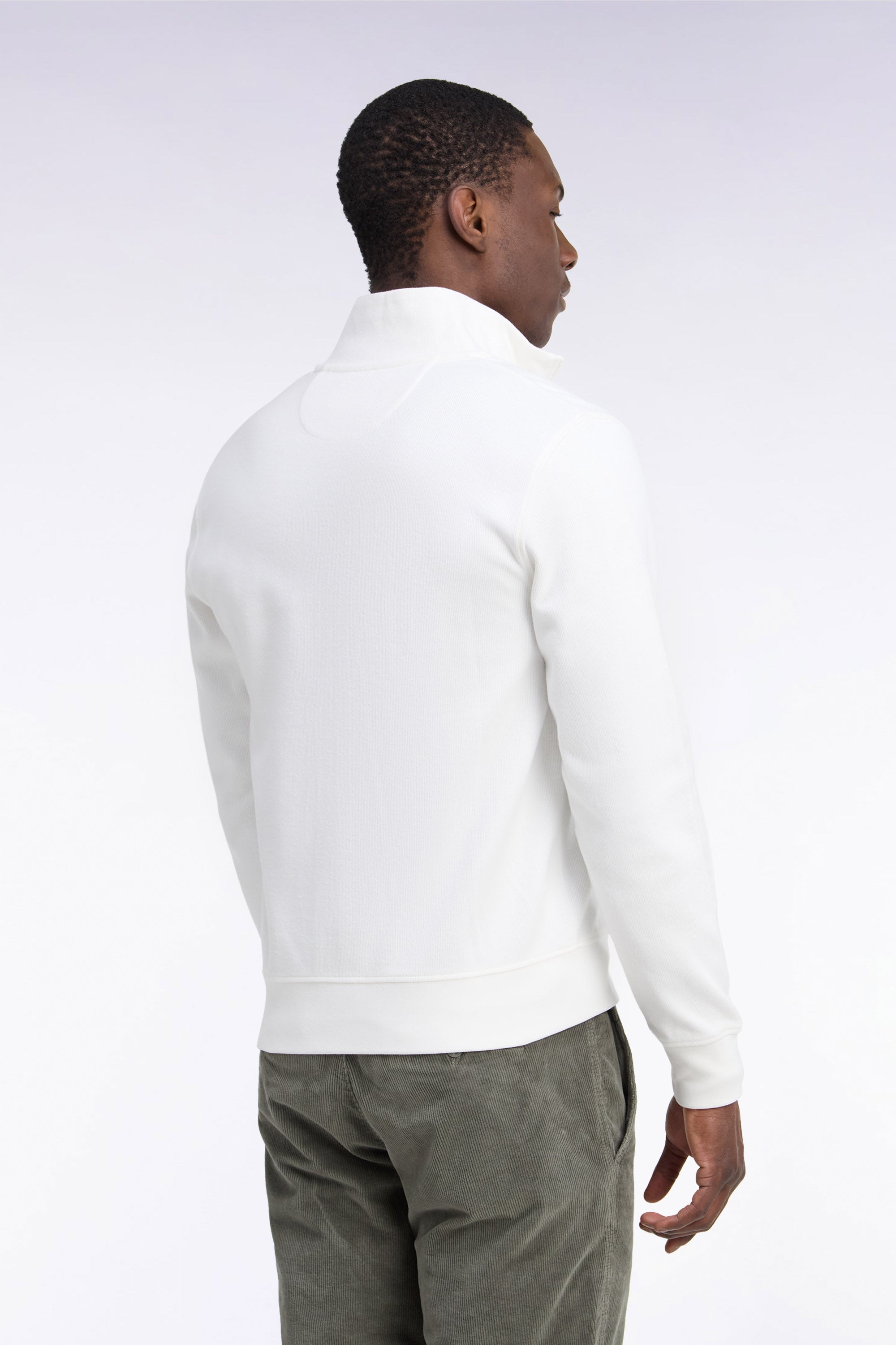 sweatshirt zipped in fleece cotton ecru