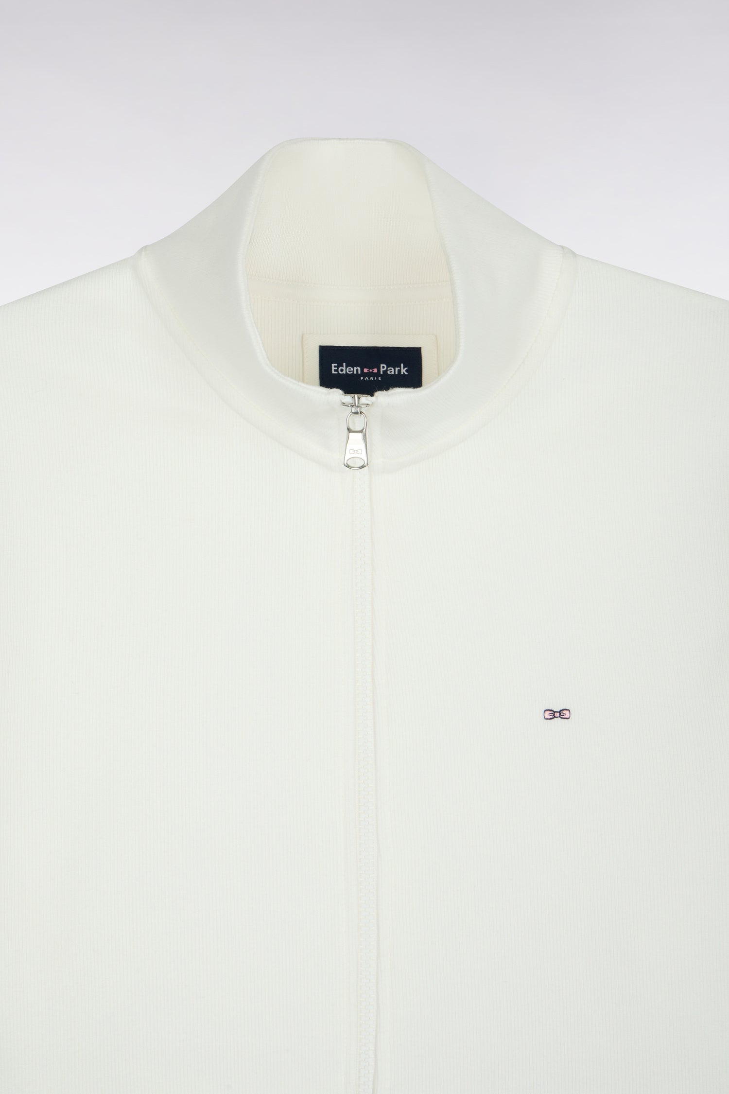 sweatshirt zipped in fleece cotton ecru