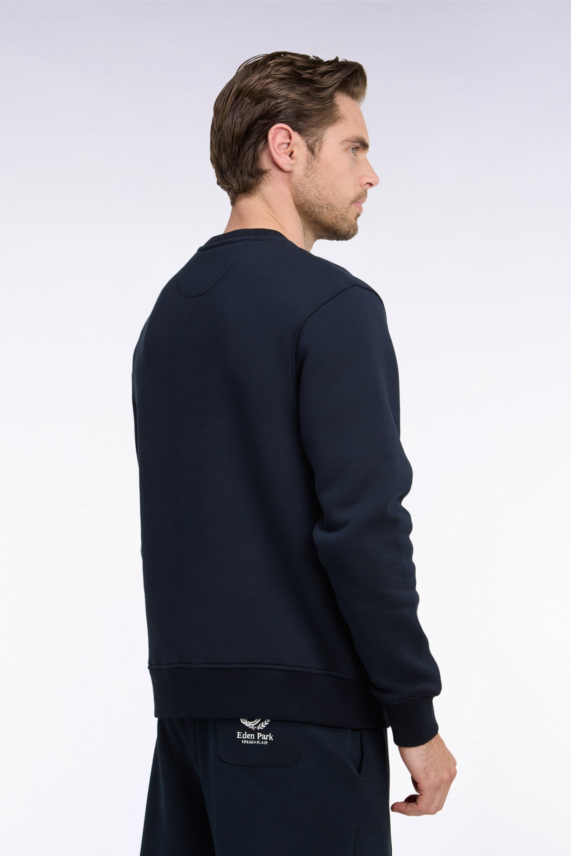 Sweatshirt aus Sweatstoff Marineblau bestickt gerade Passform