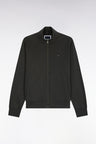 Sweatshirt zippé en molleton coton kaki coupe droite