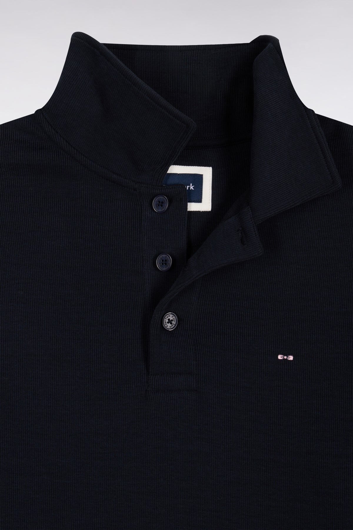 Straight cut navy cotton polo collar sweatshirt