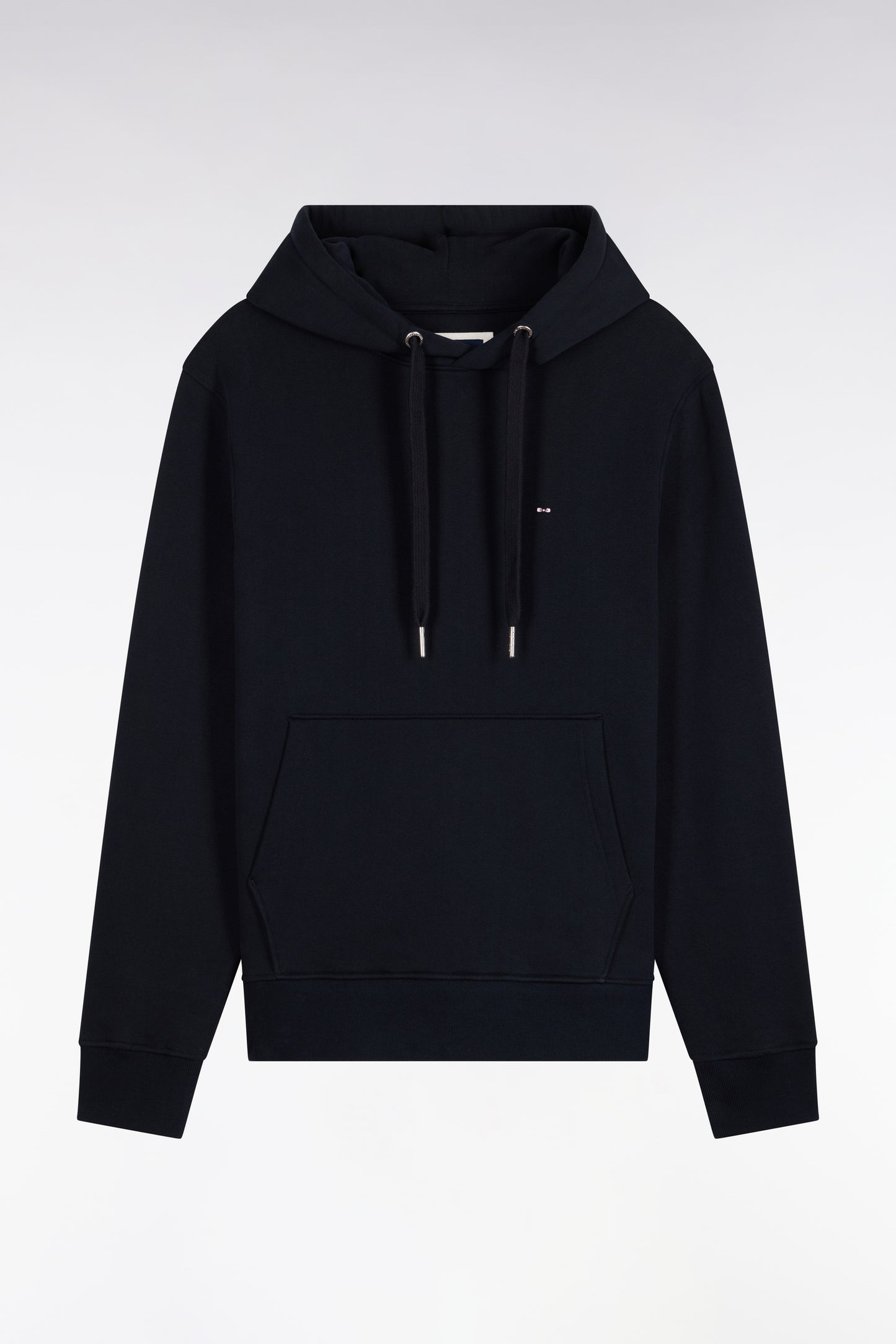 Sweatshirt à capuche en molleton coton marine coupe droite