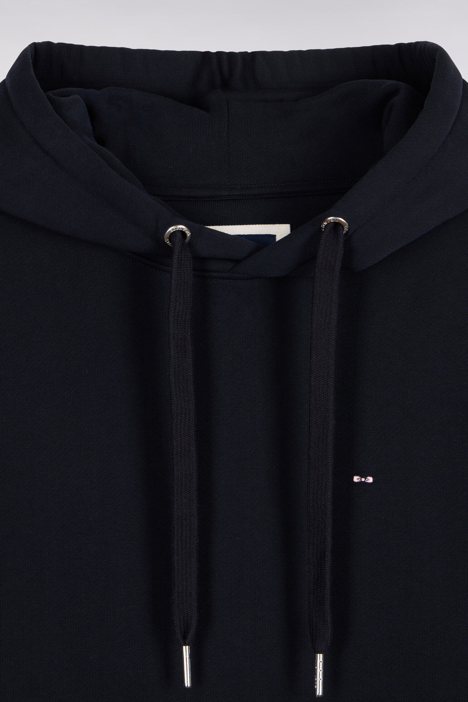 sweatshirt with hood in fleece cotton navy straight fit
