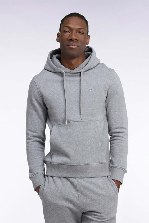 Sweatshirt à capuche en molleton coton gris coupe droite - Image 3