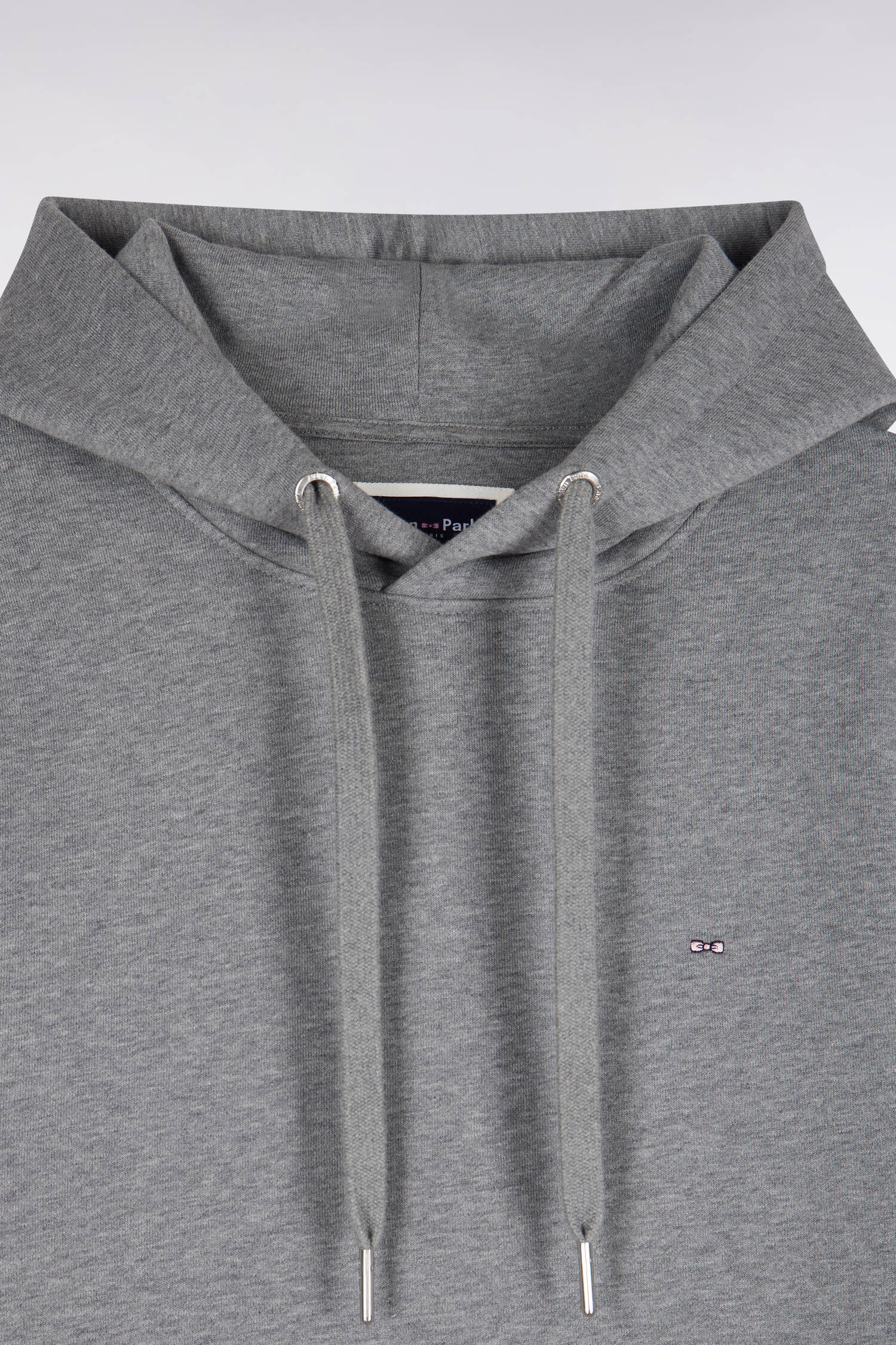 Sweatshirt à capuche en molleton coton gris coupe droite
