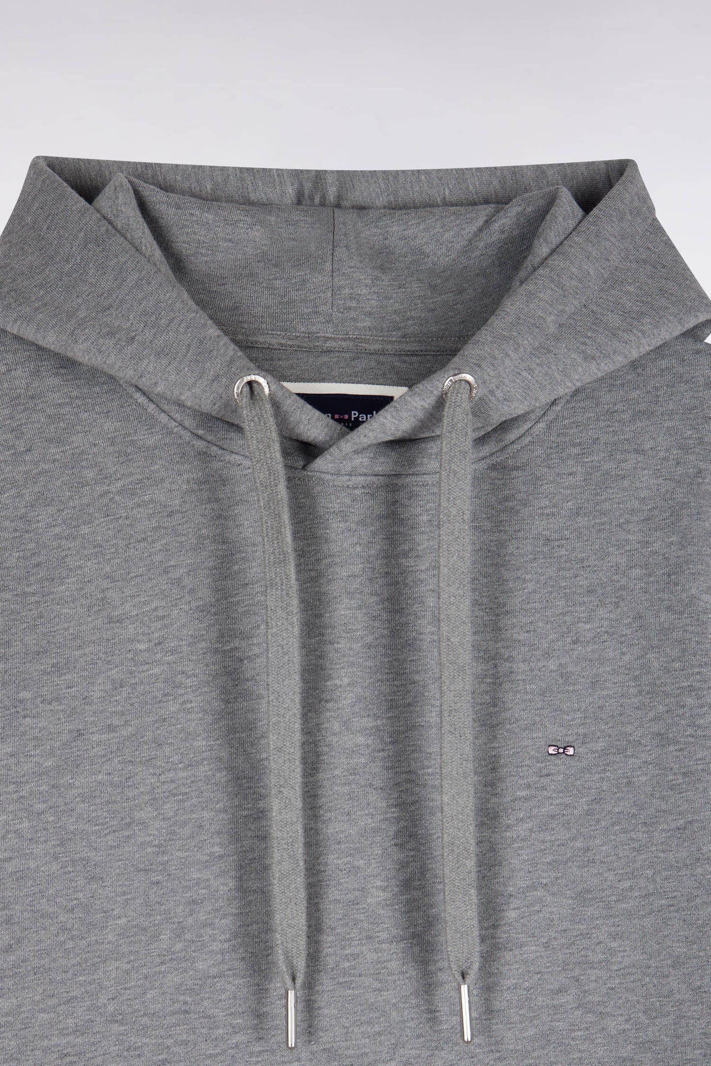 Sweatshirt à capuche en molleton coton gris coupe droite