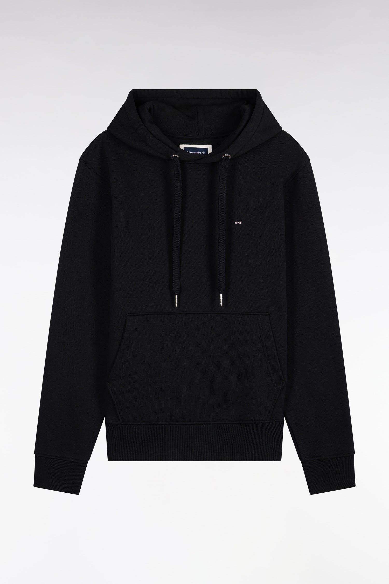 Sweatshirt à capuche en molleton coton noir coupe droite