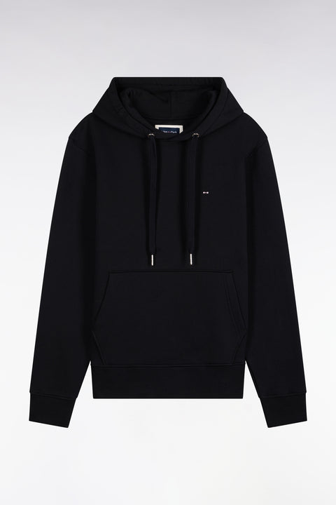 Sweatshirt à capuche en molleton coton noir coupe droite - Image 2