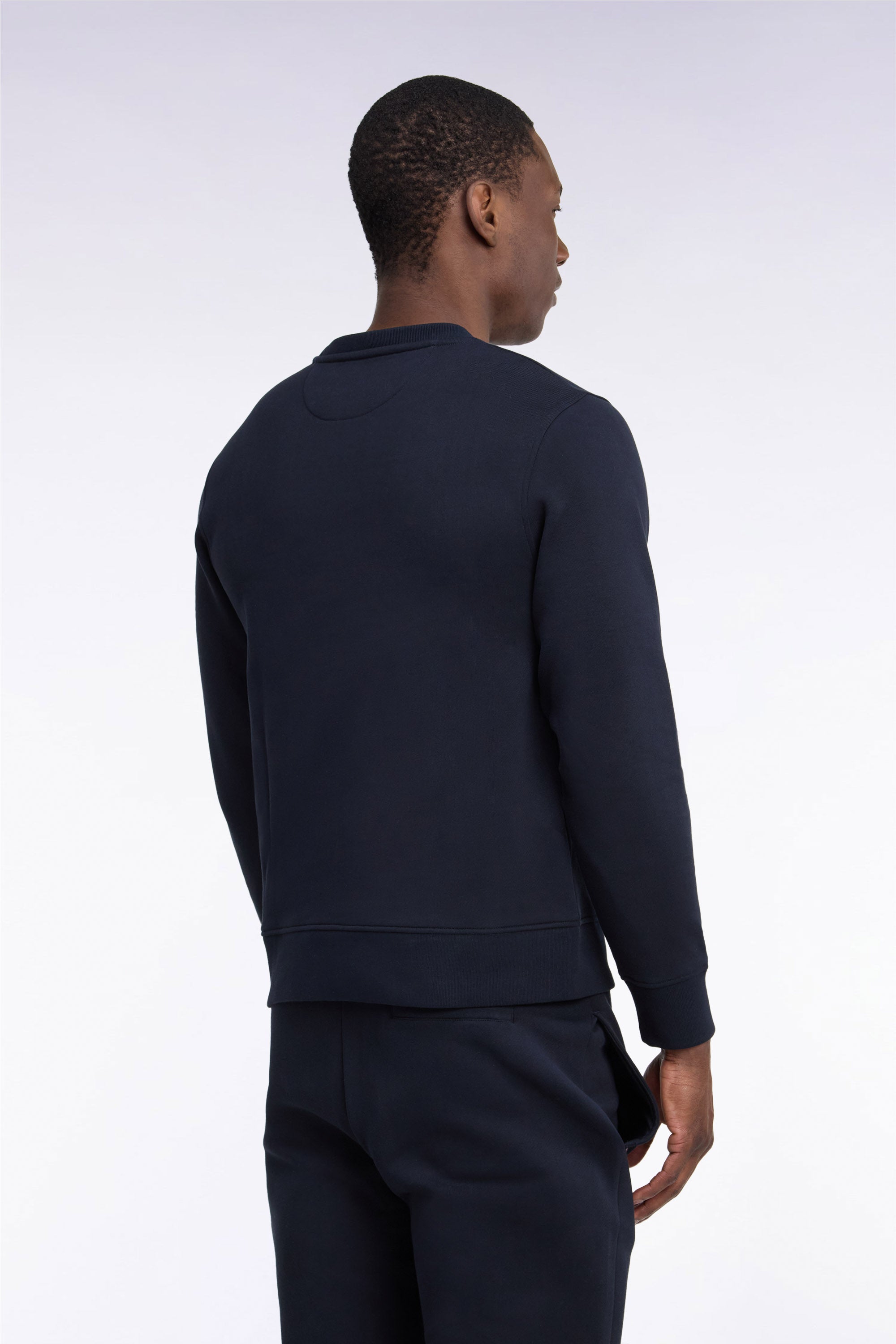 Sweatshirt mit Rundhalsausschnitt aus Sweatstoff Baumwolle Marineblau