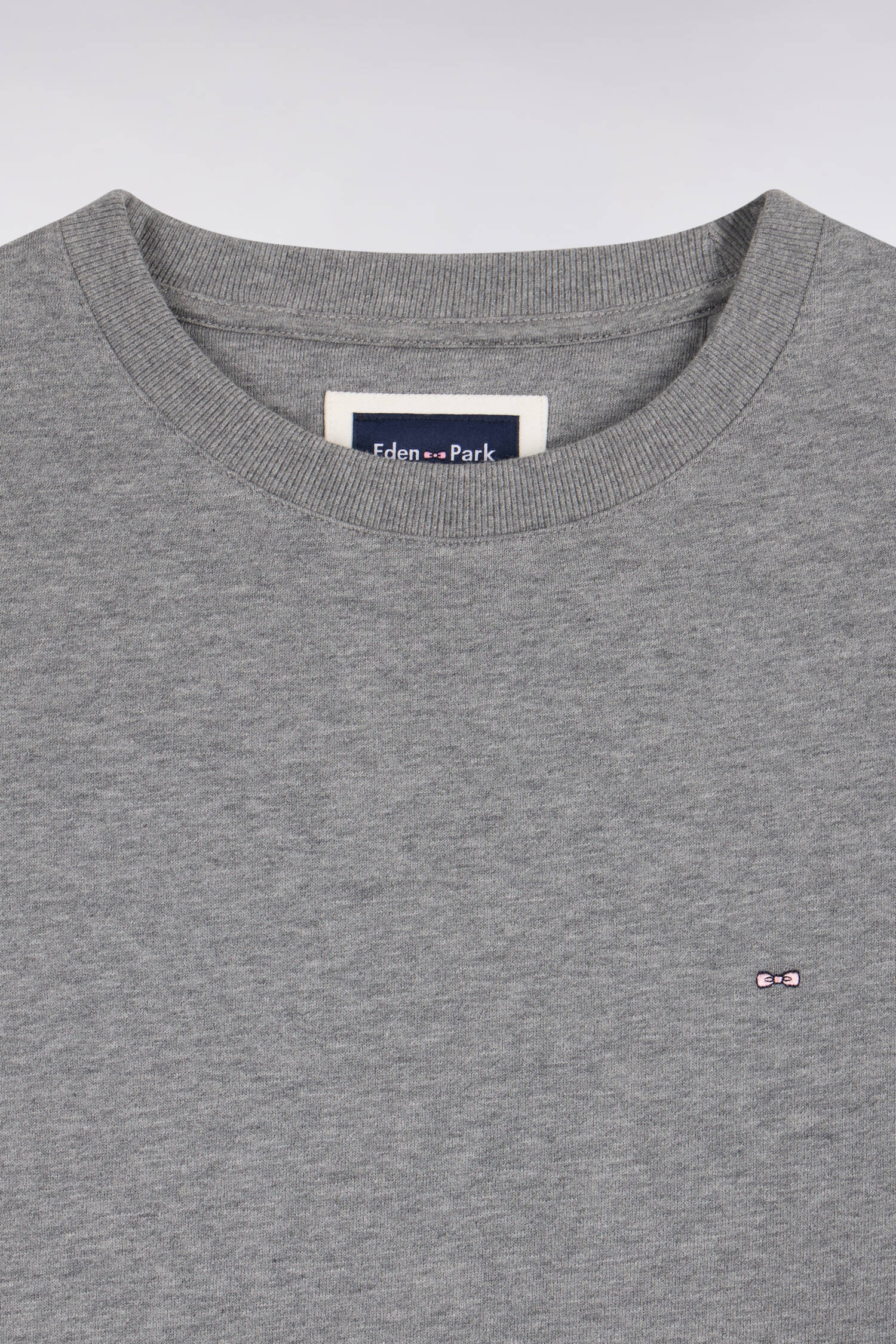 Sweatshirt col rond en molleton coton gris coupe droite