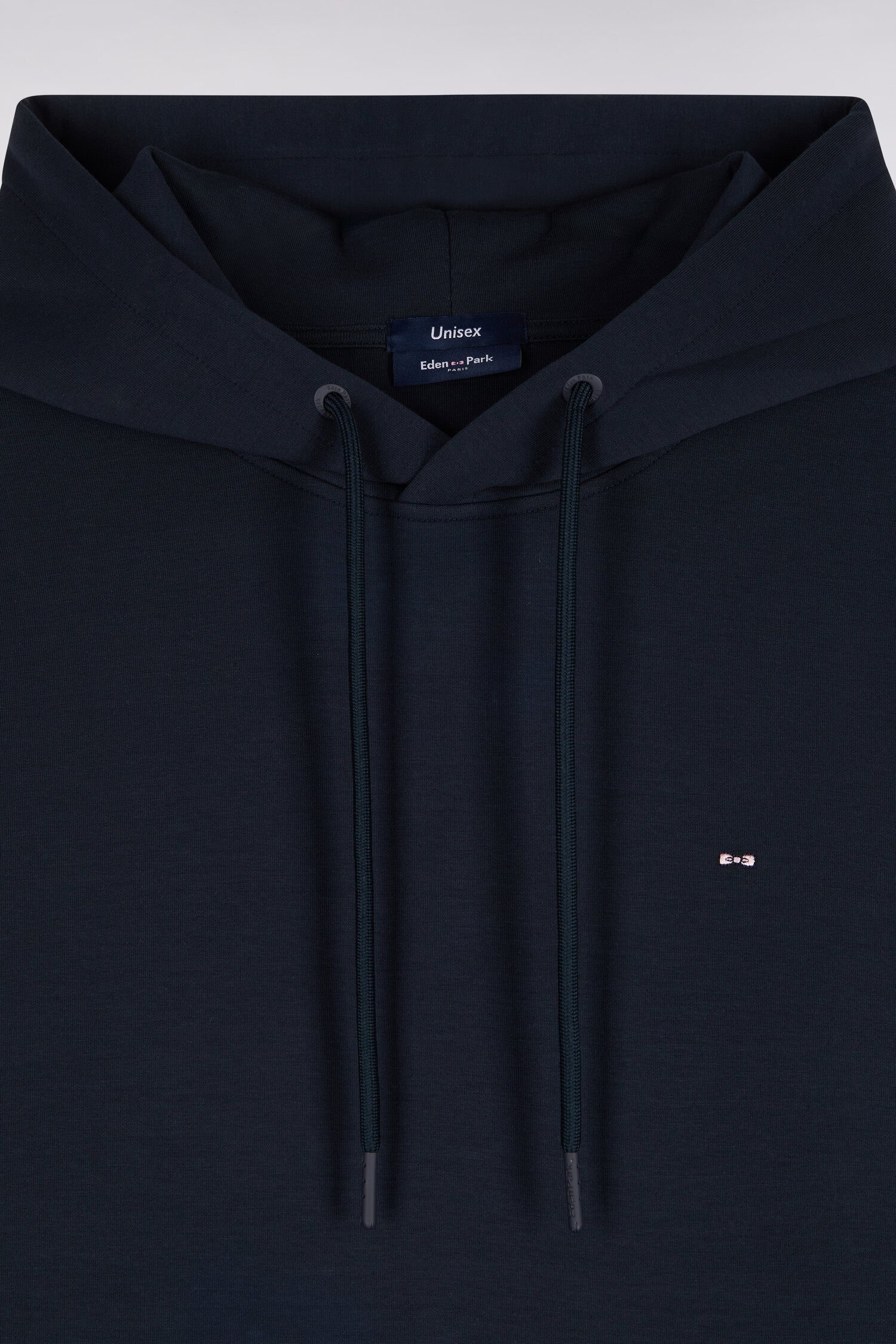 Sweatshirt à capuche unisexe en interlock marine coupe loose