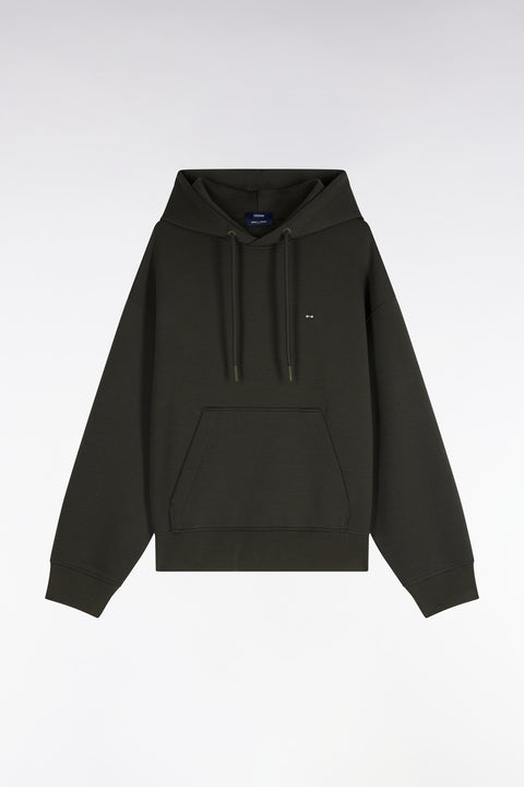 Sweatshirt à capuche unisexe en interlock kaki coupe loose - Image 3