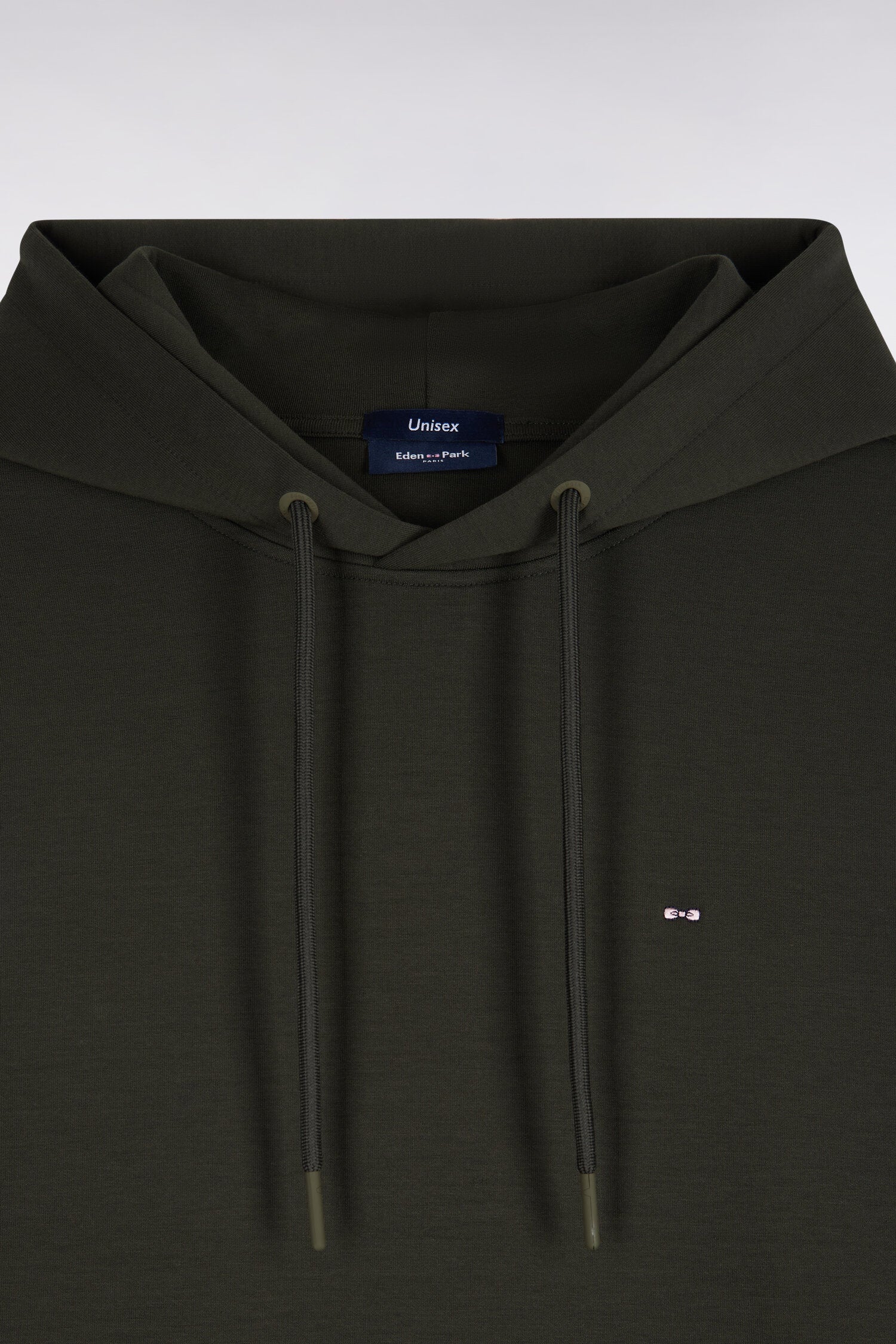 Sweatshirt à capuche unisexe en interlock kaki coupe loose
