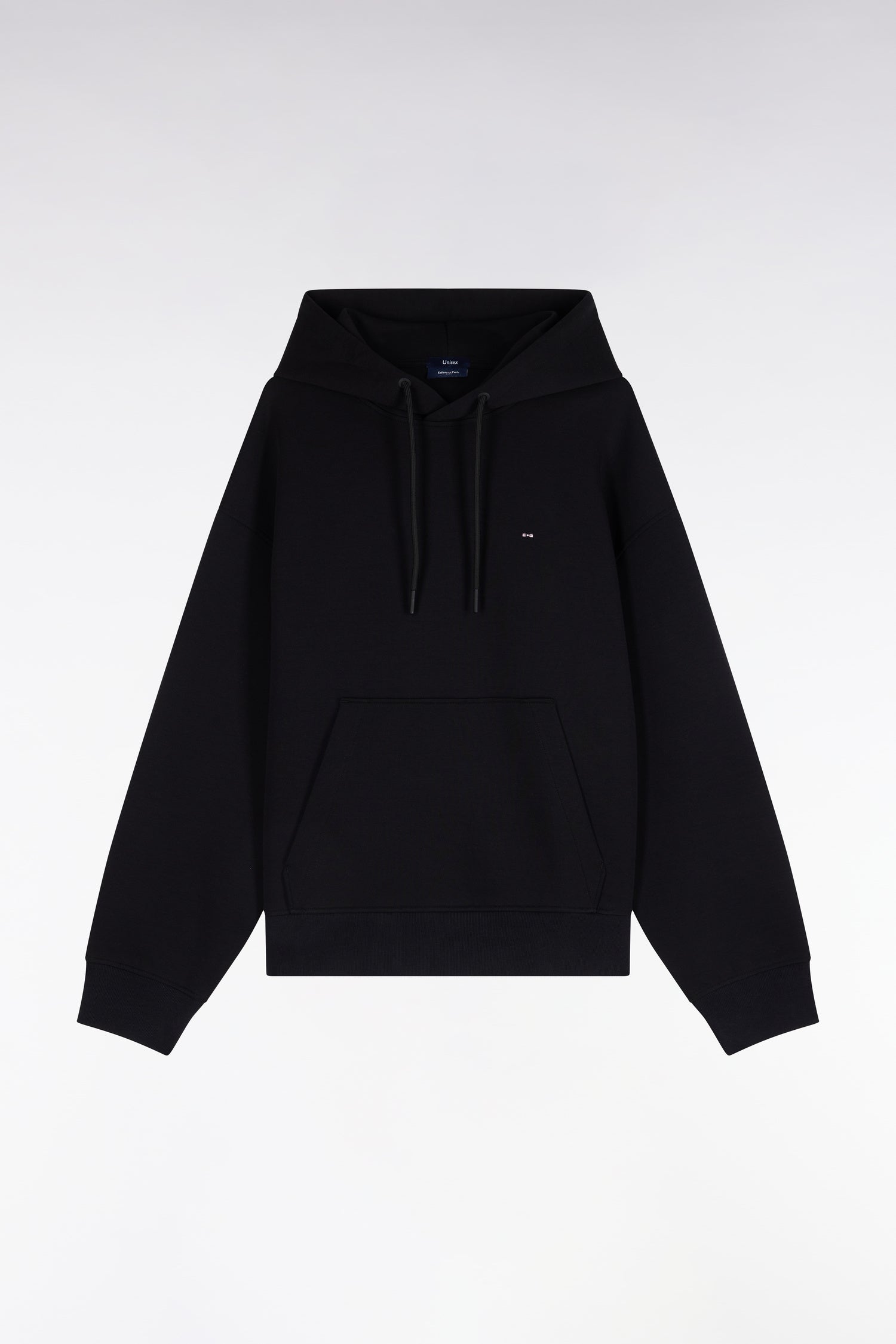 Sweatshirt à capuche unisexe en interlock noir coupe loose