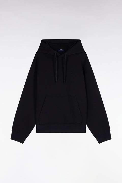 Sweatshirt à capuche unisexe en interlock noir coupe loose - Image 2