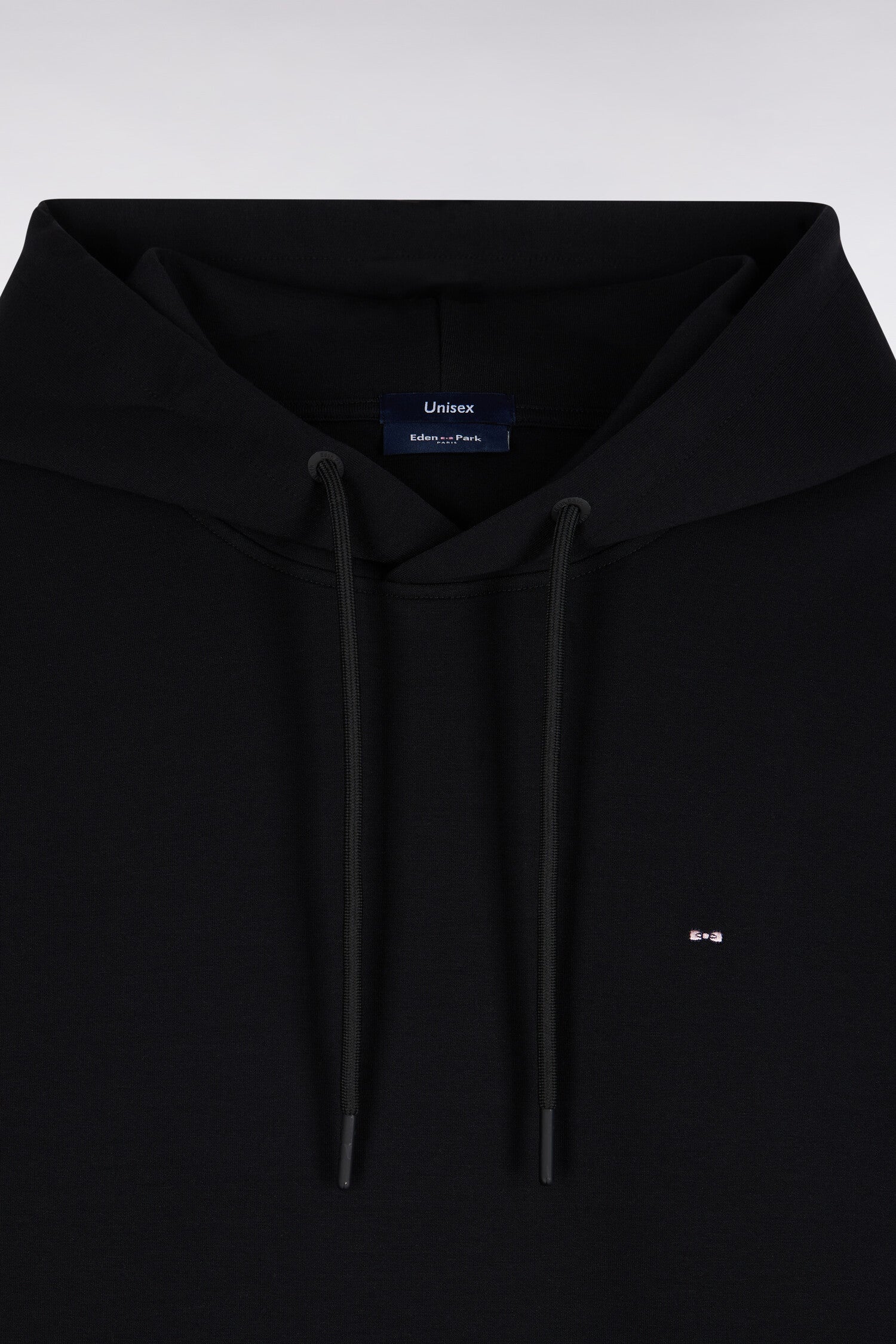 Sweatshirt à capuche unisexe en interlock noir coupe loose
