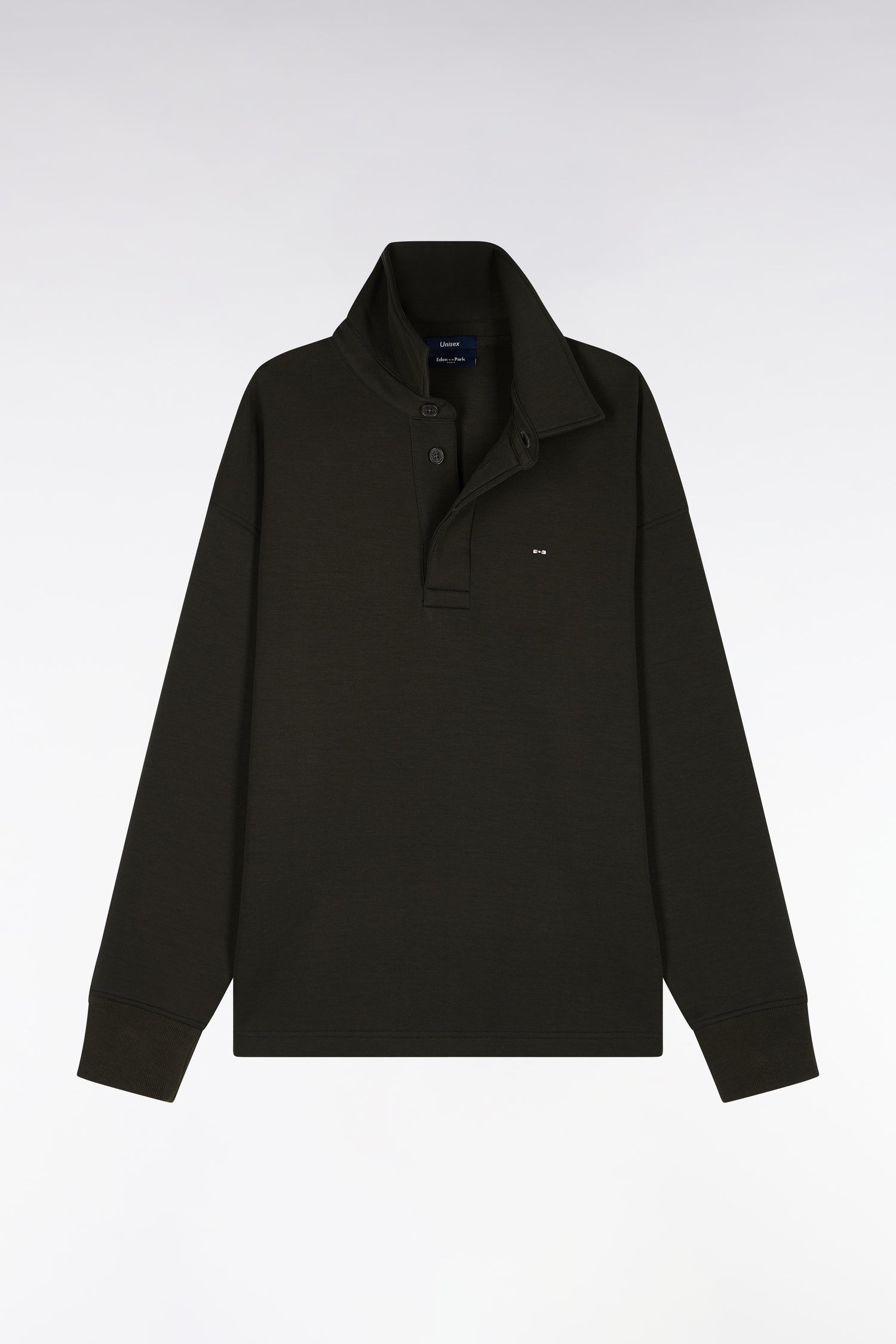 Sweatshirt unisexe à col maillot en interlock de coton kaki