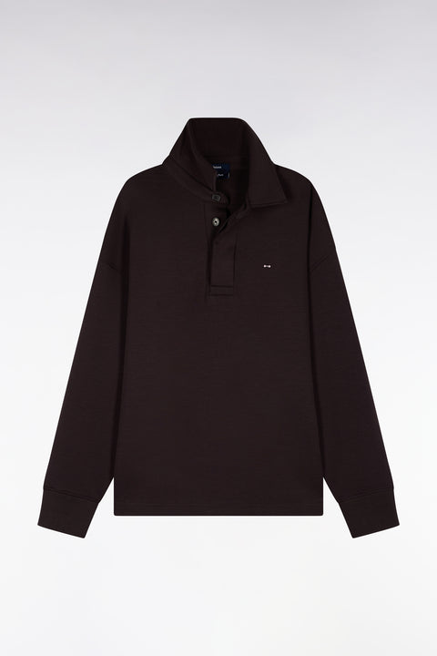 Sweatshirt unisexe à col maillot en interlock de coton marron - Image 3