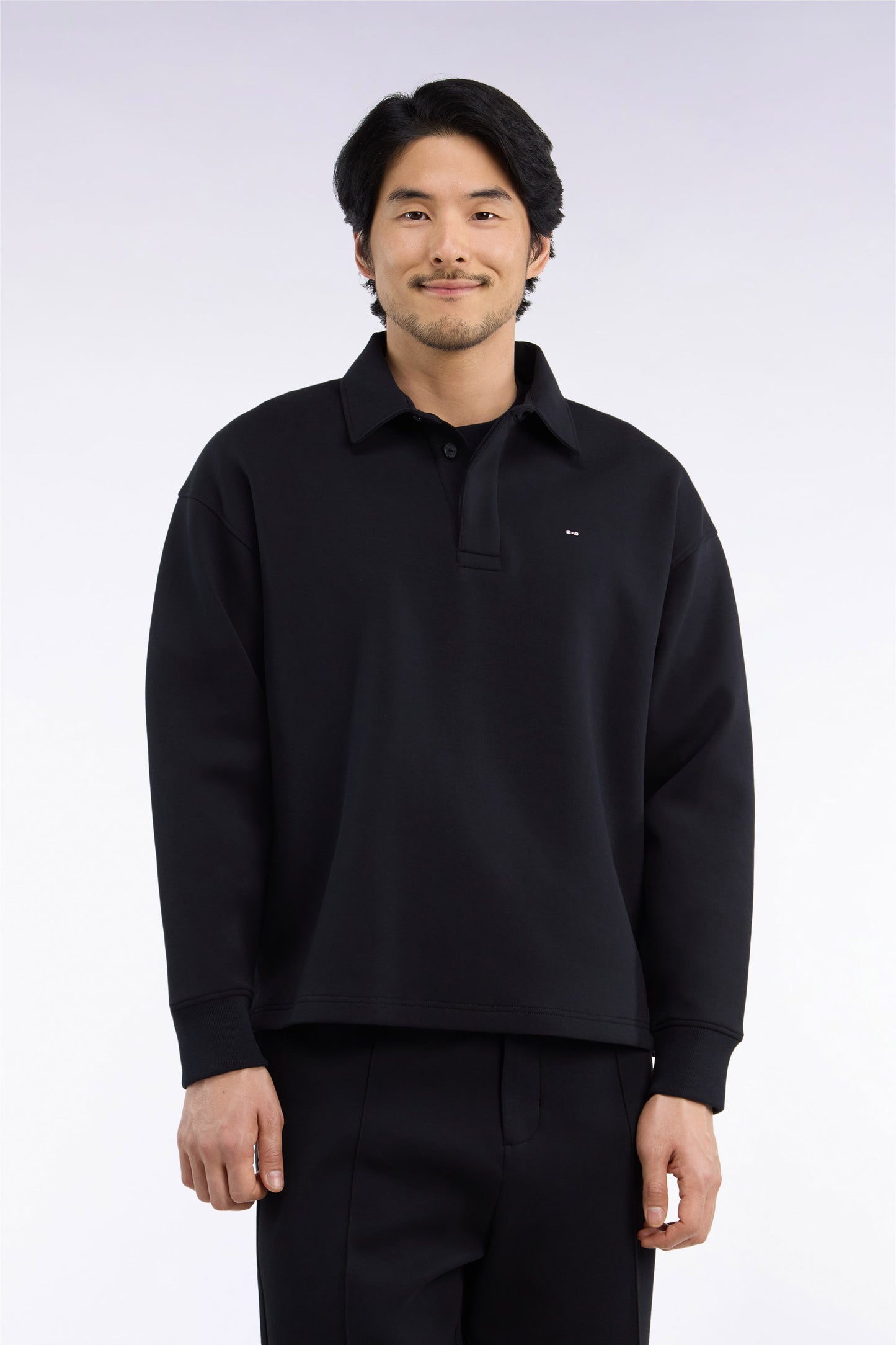 Sweatshirt unisexe à col maillot en interlock de coton noir