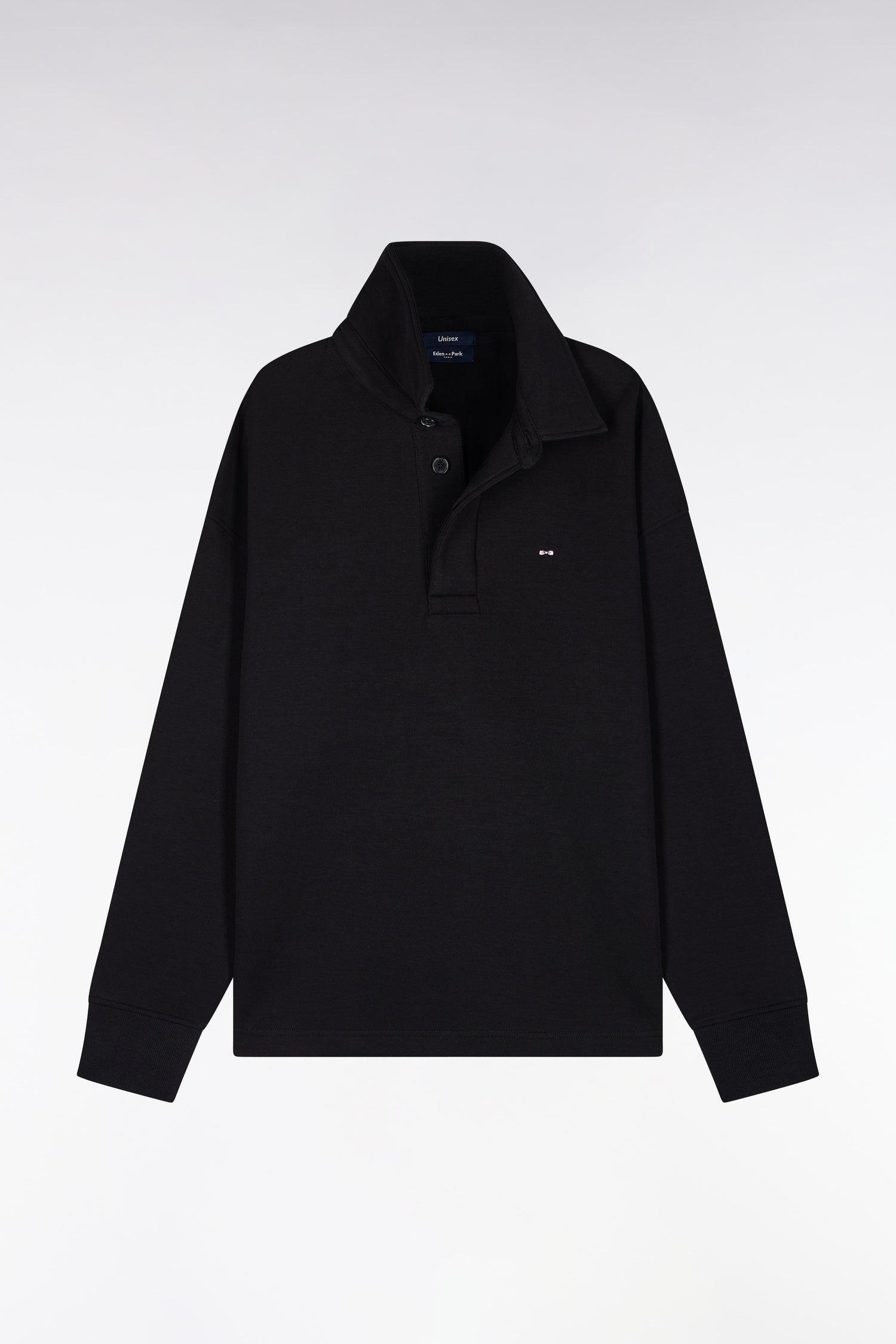 Sweatshirt unisexe à col maillot en interlock de coton noir