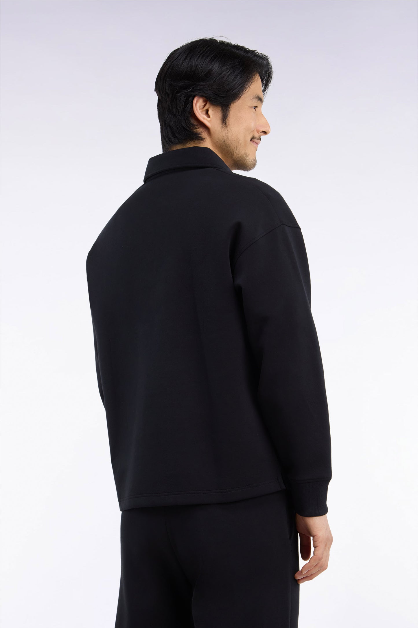 Sweatshirt unisexe à col maillot en interlock de coton noir