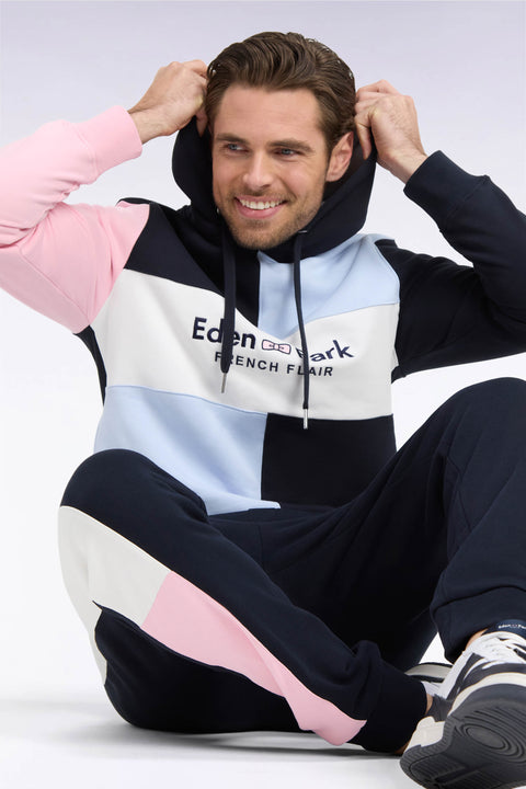 Sweatshirt à capuche en coton marine brodé coupe droite - Image 1