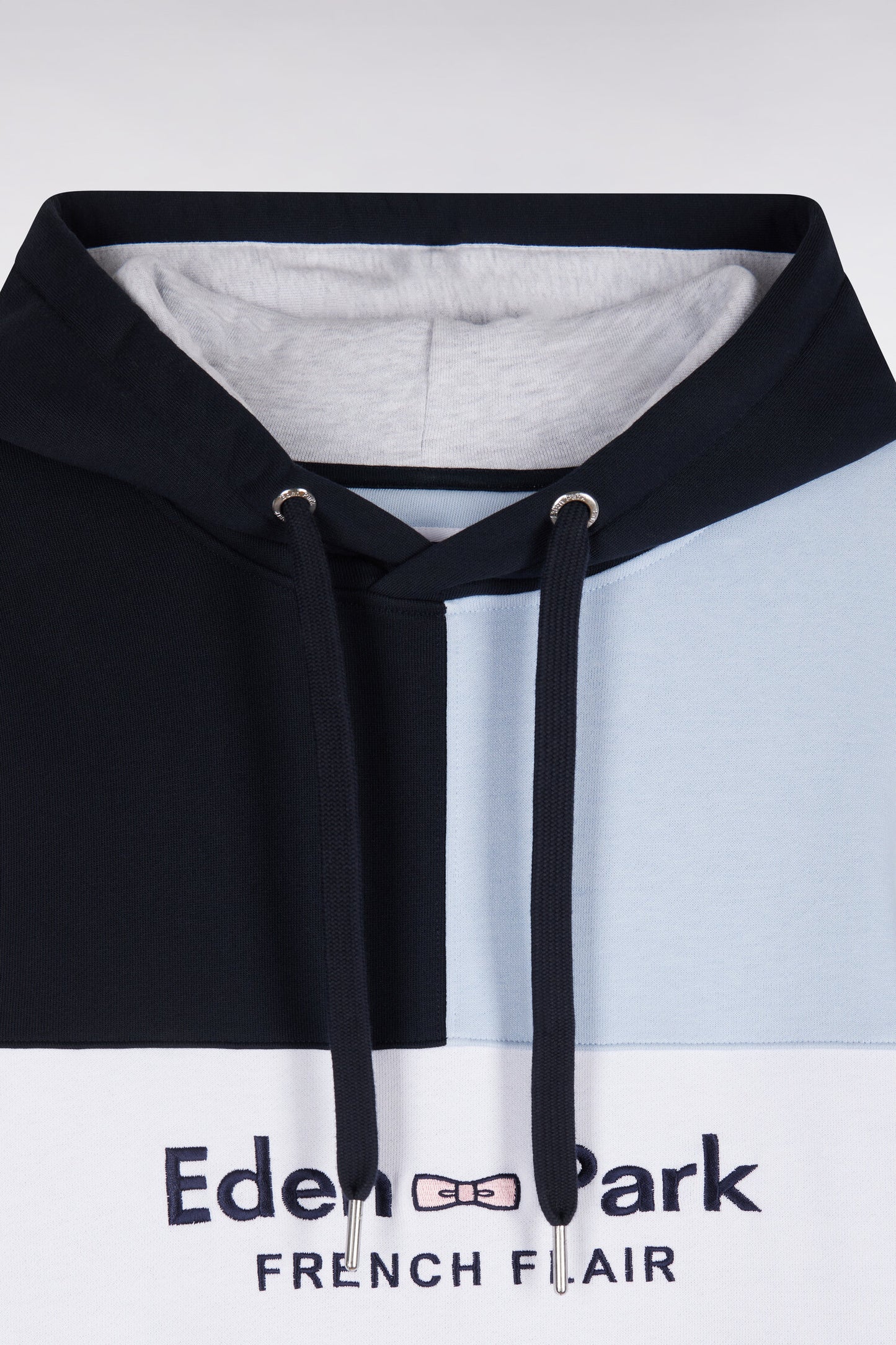 Sweatshirt à capuche en coton marine brodé coupe droite