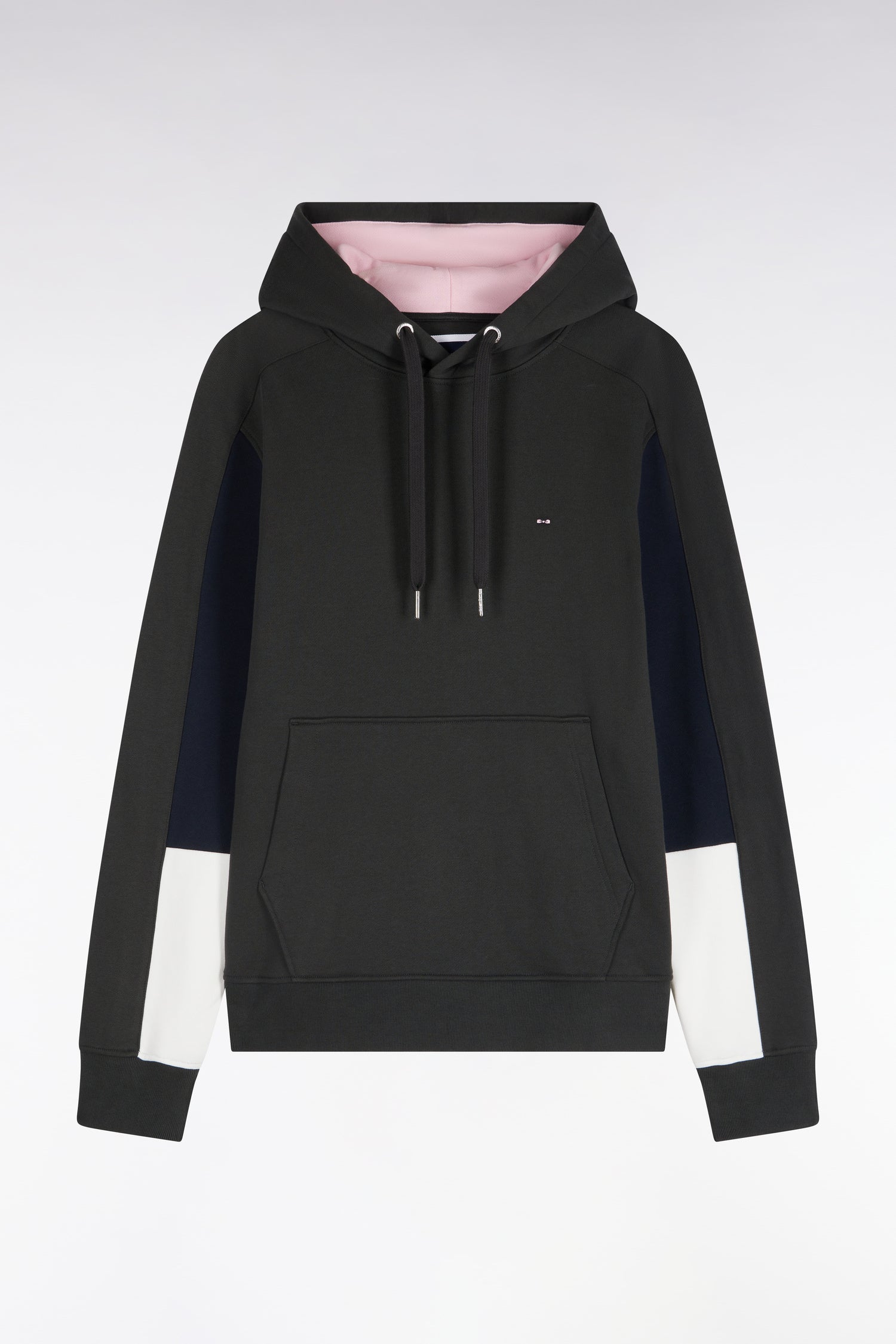 Sweatshirt mit Kapuze aus Baumwolle Khaki mit Einsätze aus manches gerade Passform