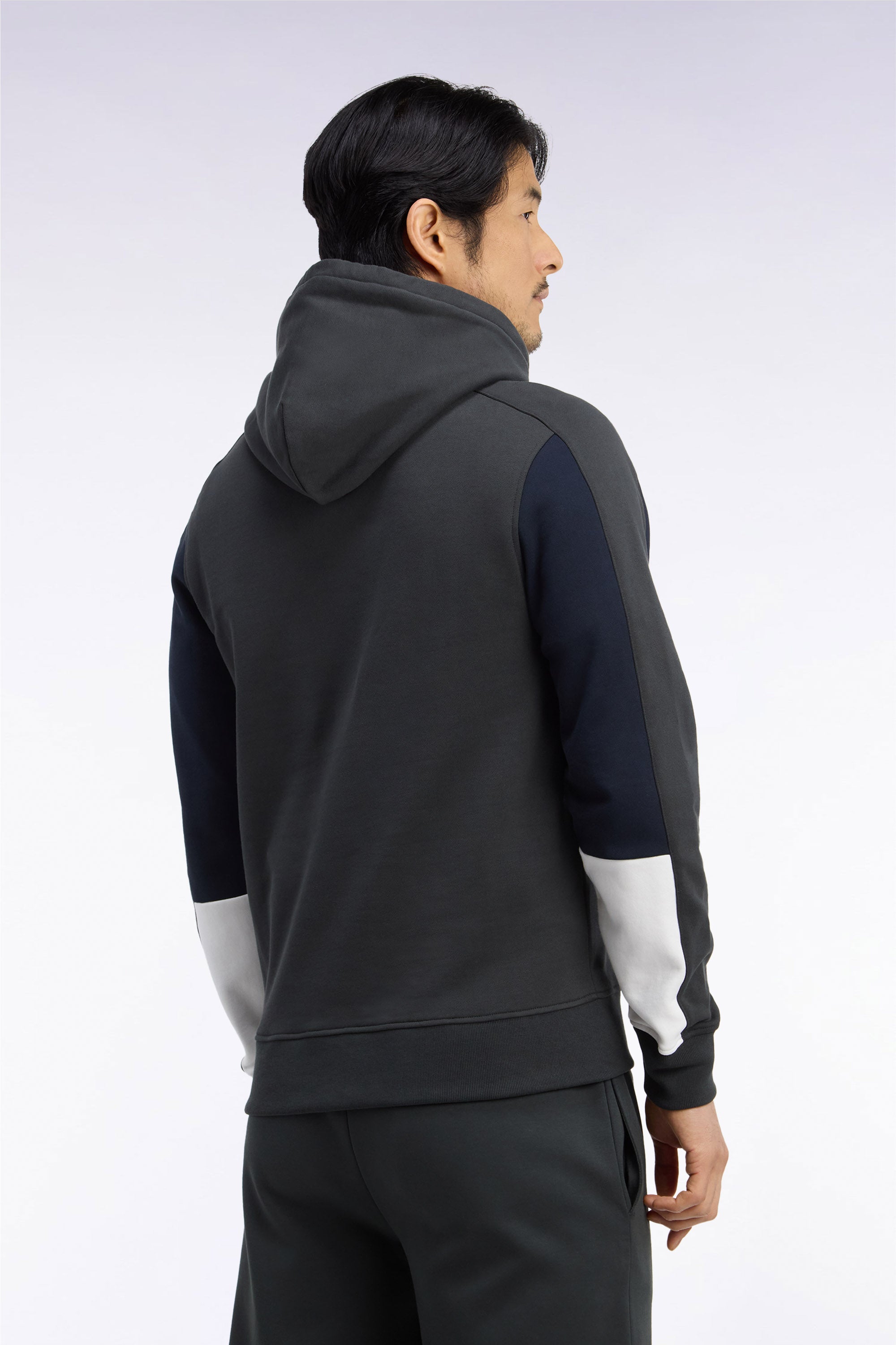 Sweatshirt mit Kapuze aus Baumwolle Khaki mit Einsätze aus manches gerade Passform