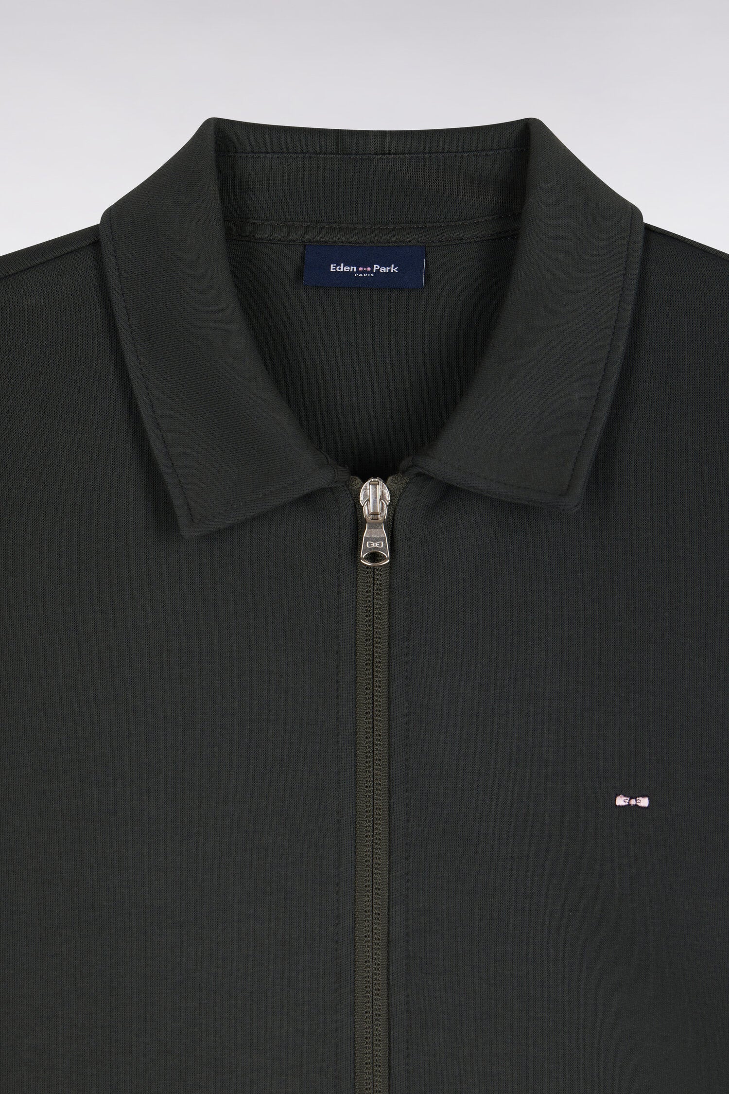 Sweatshirt mit Reißverschluss Polokragen aus Sweatstoff Khaki