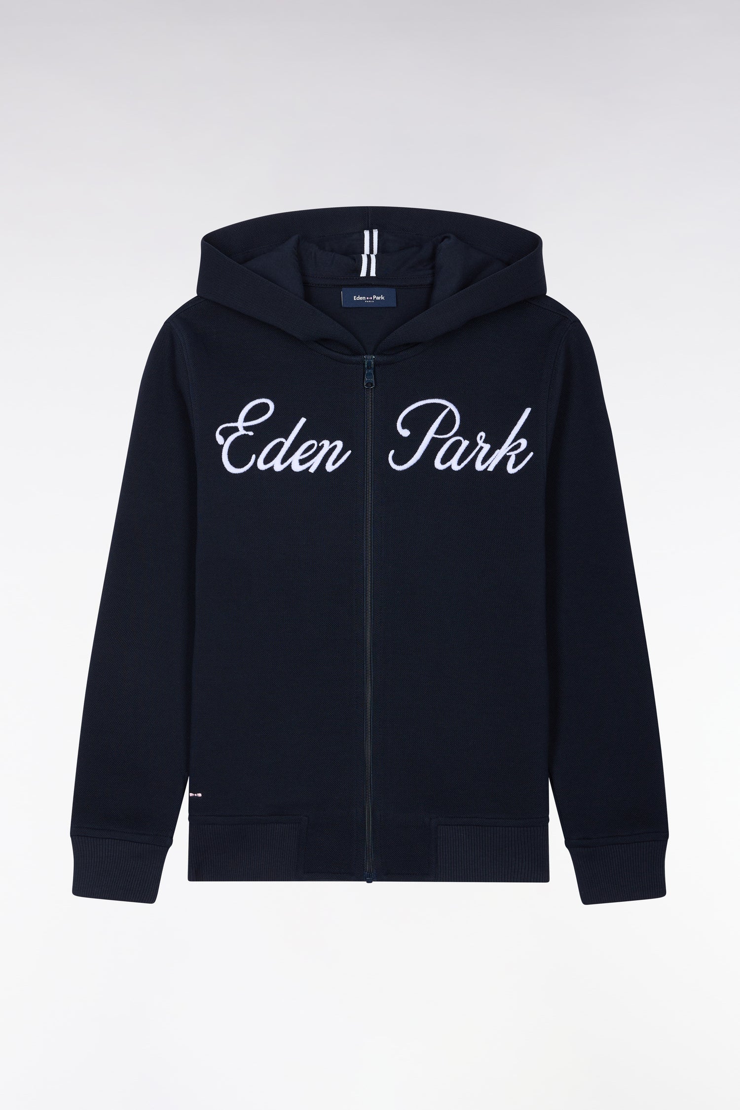 Kurzarm-Poloshirt aus Baumwolle Marineblau Stickerei Eden Park Regular-Passform