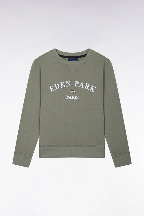 Sweatshirt en coton éponge kaki broderie Eden Park coupe droite - Image 1