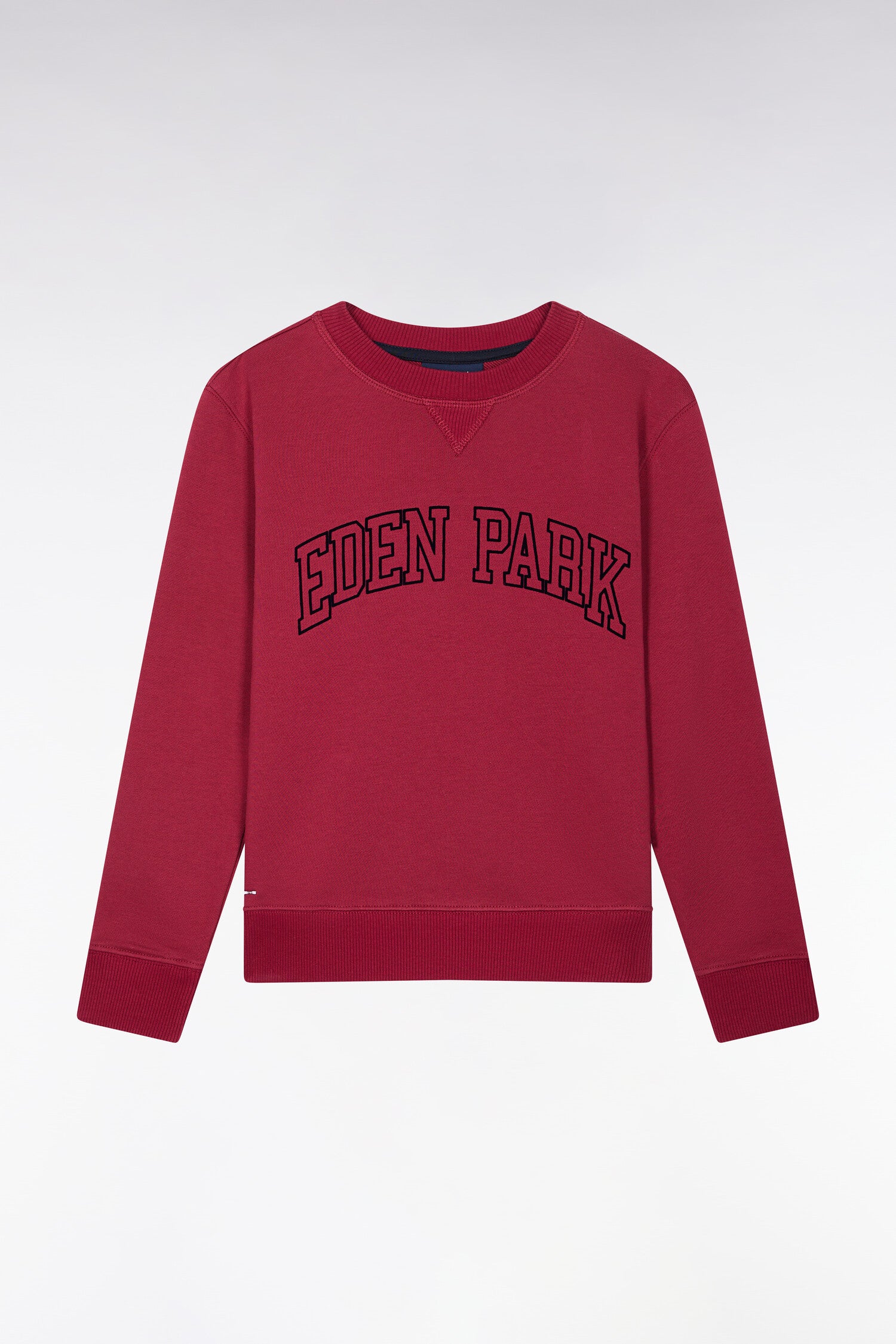 Sweatshirt à col maillot en coton rouge broderie Eden Park coupe droite