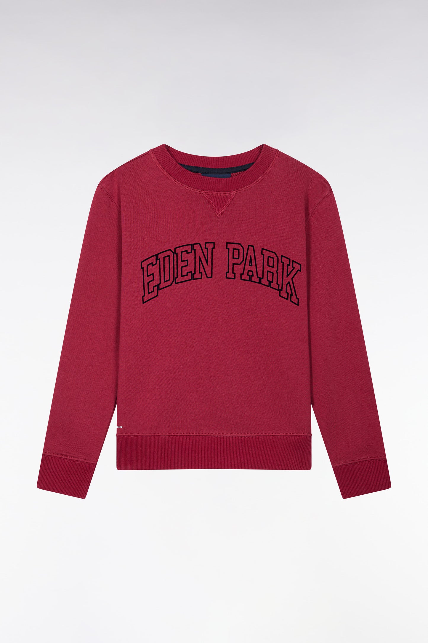 Sweatshirt à col maillot en coton rouge broderie Eden Park coupe droite
