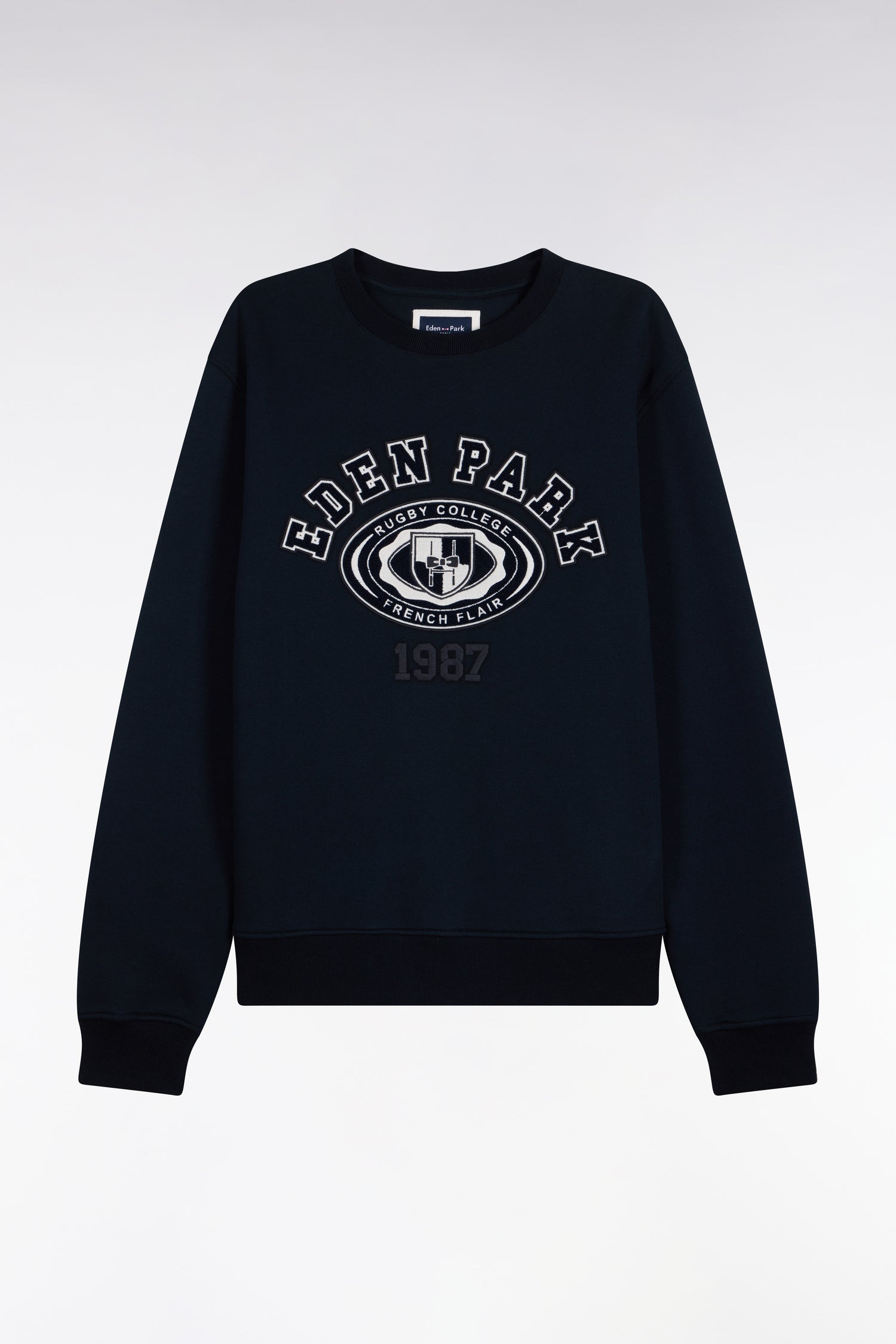 Sweatshirt aus Sweatstoff Marineblau bestickt gerade Passform