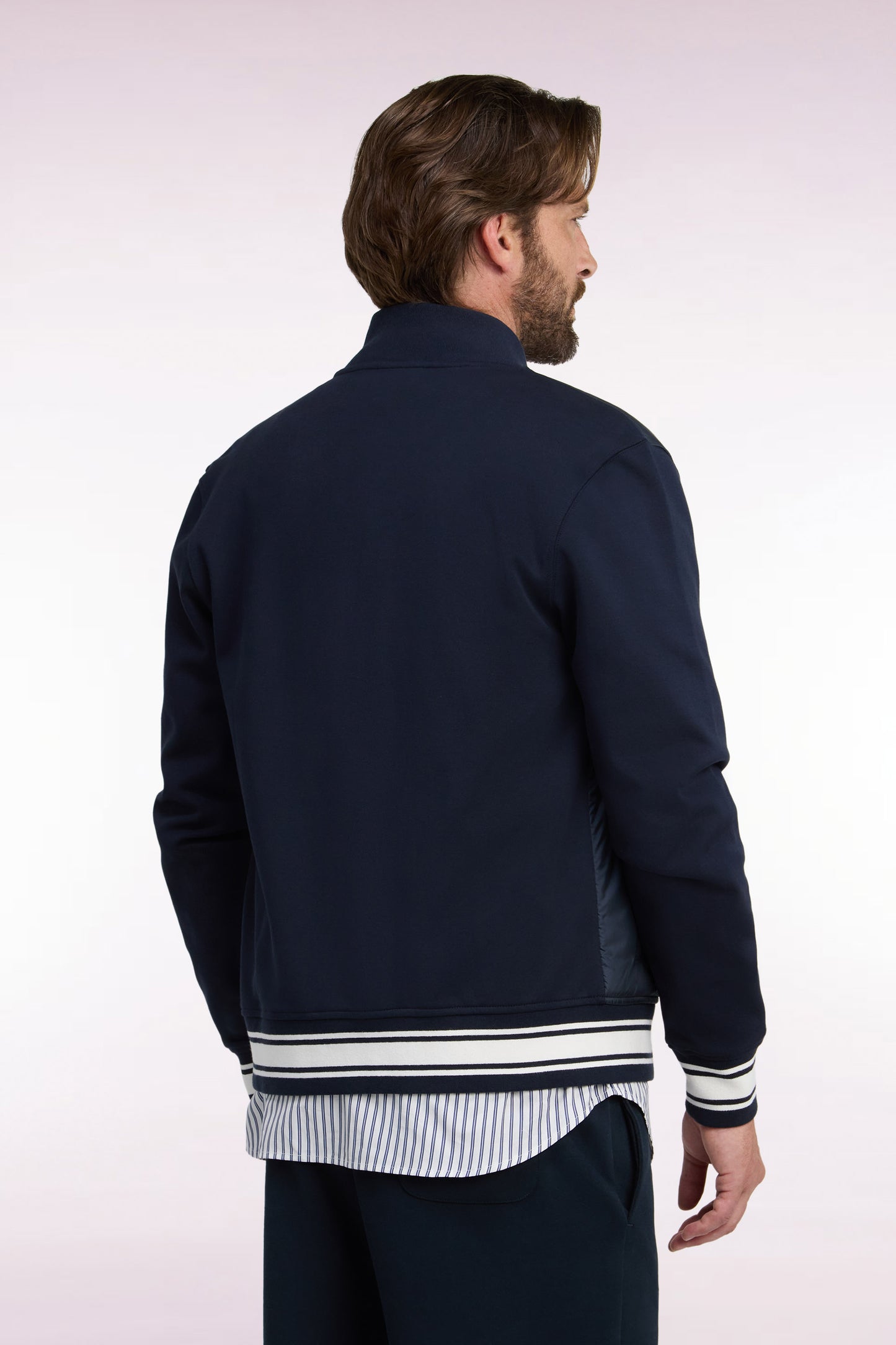 Sweatshirt zippé façon teddy marine coupe droite