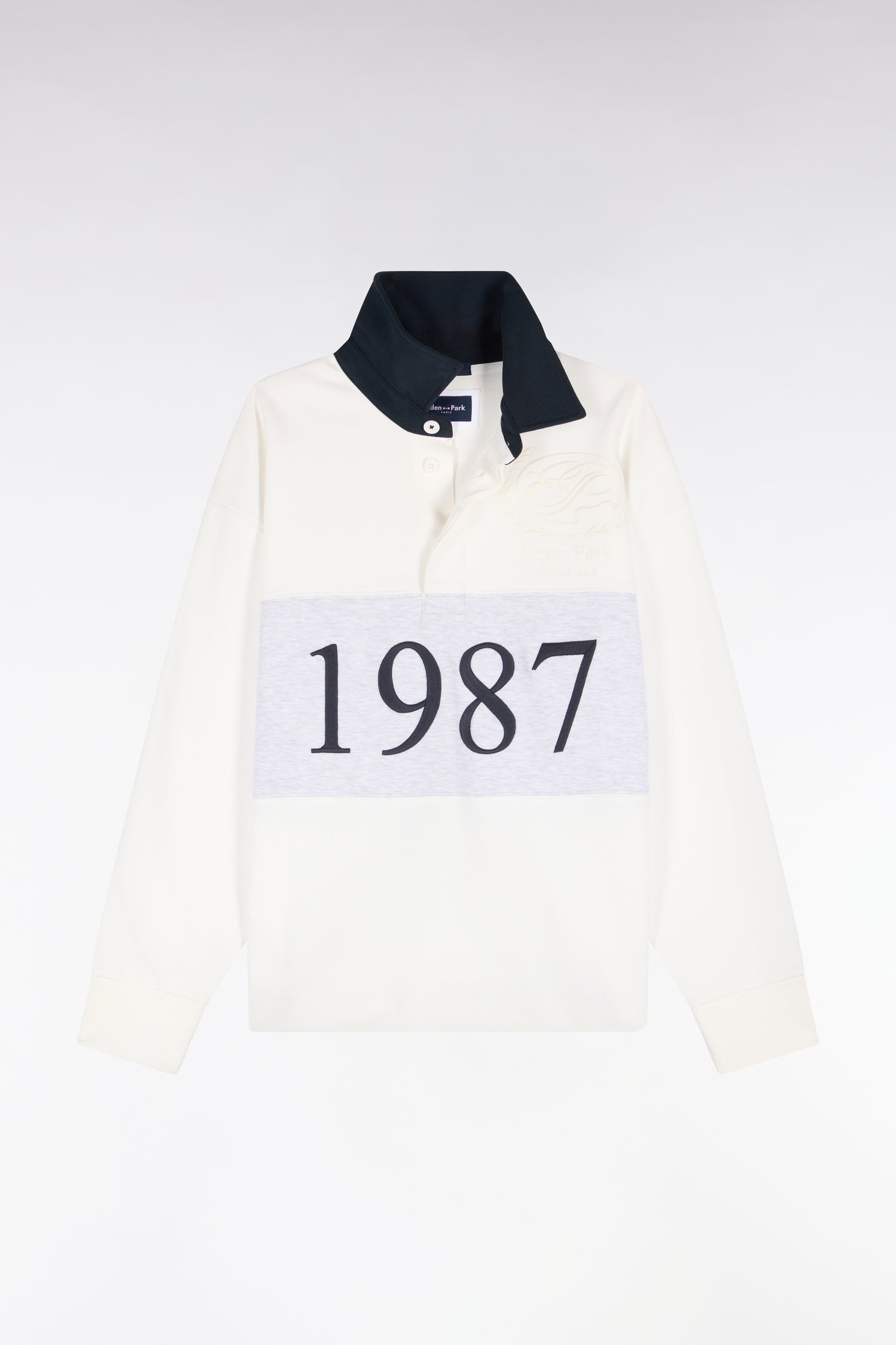 Sweatshirt unisexe en interlock écru chiné coupe loose