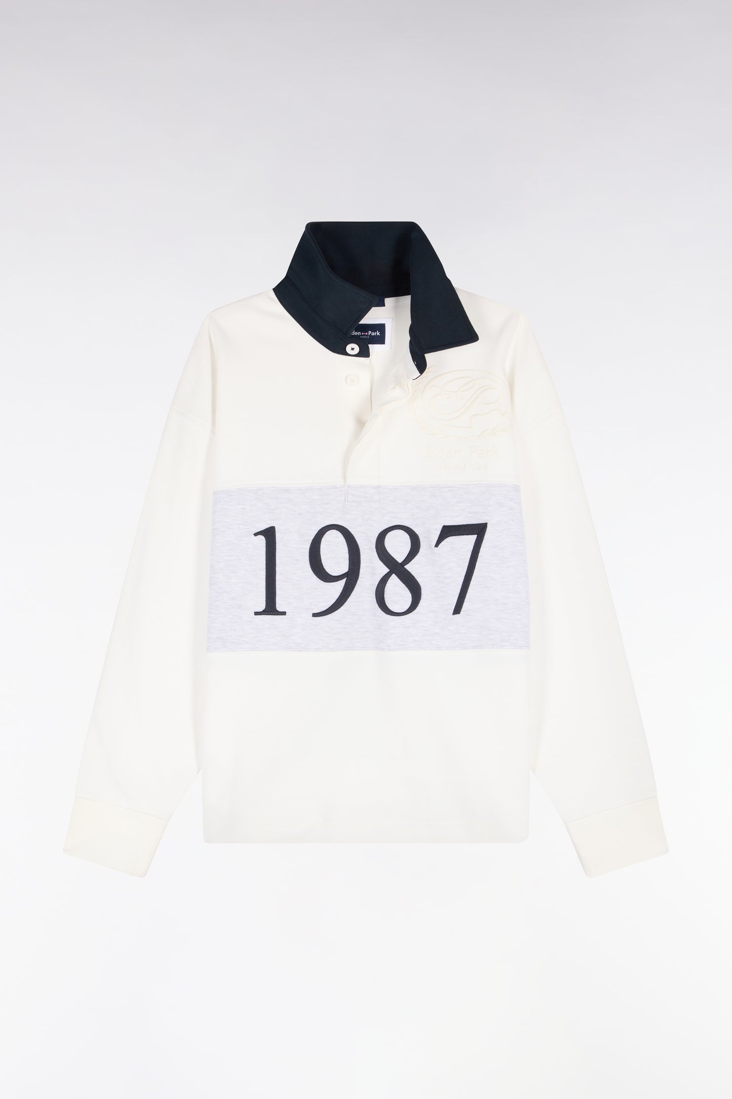 Sweatshirt unisexe en interlock écru chiné coupe loose