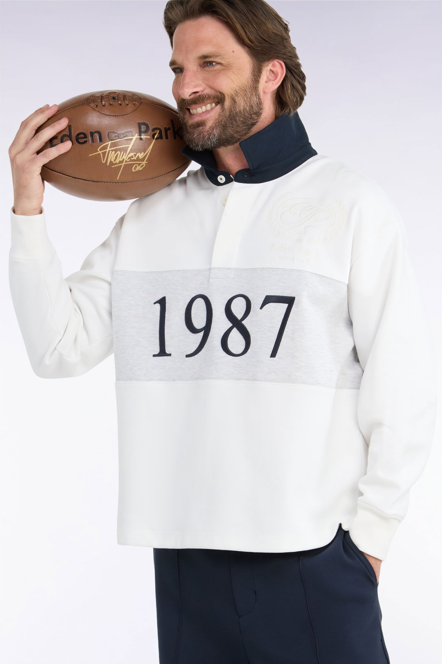 Sweatshirt unisexe en interlock écru chiné coupe loose
