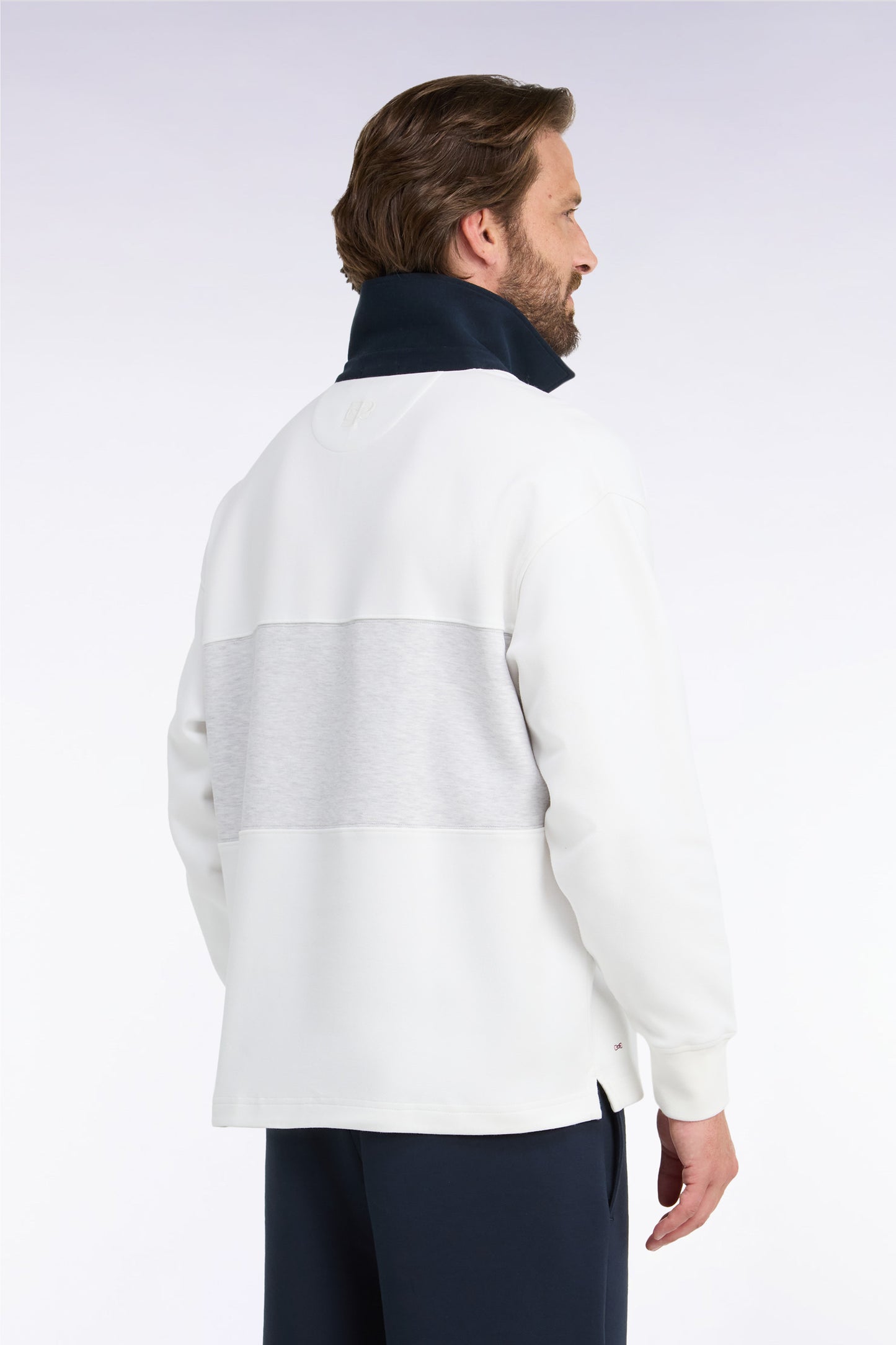 Sweatshirt unisexe en interlock écru chiné coupe loose