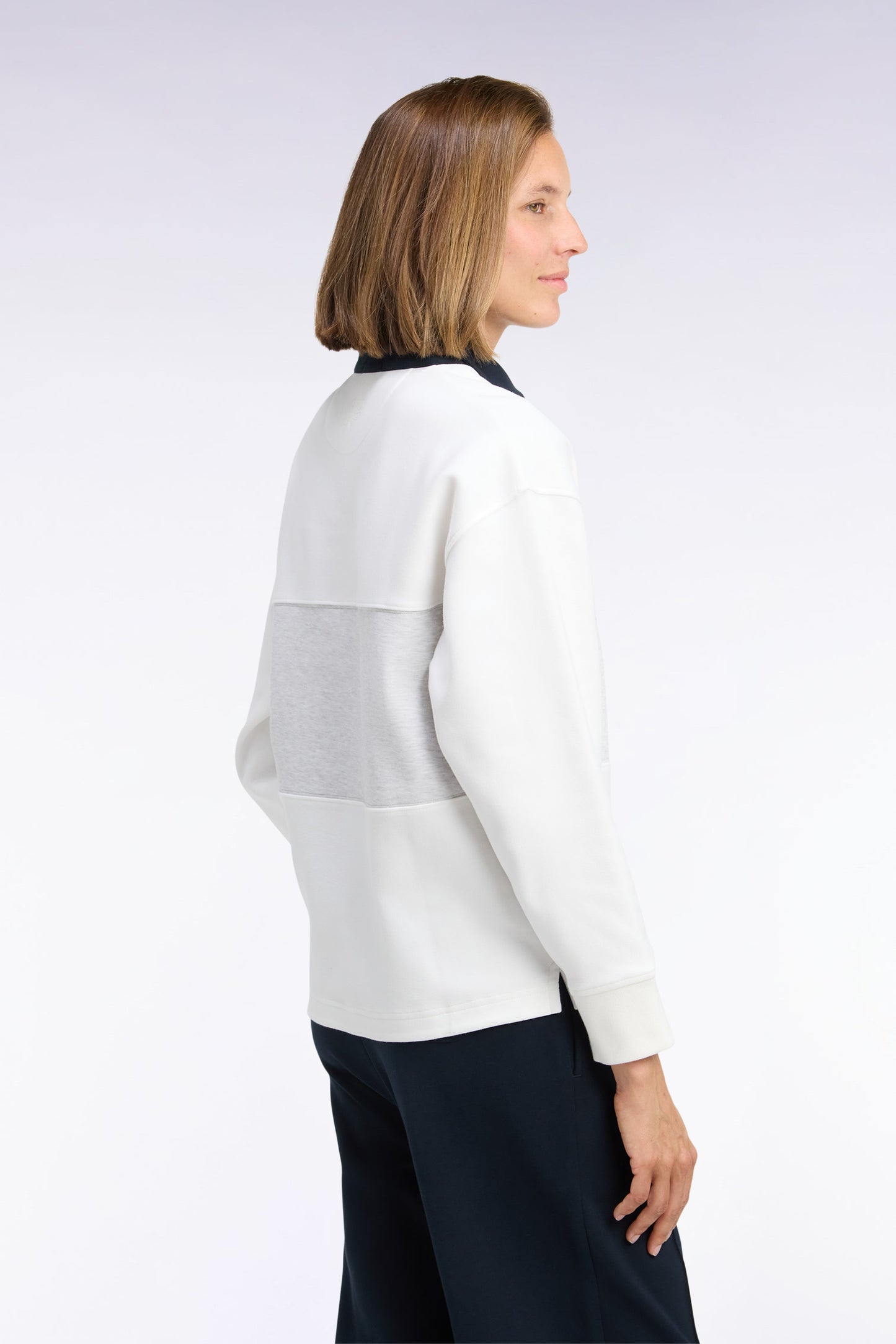 Sweatshirt unisexe en interlock écru chiné coupe loose